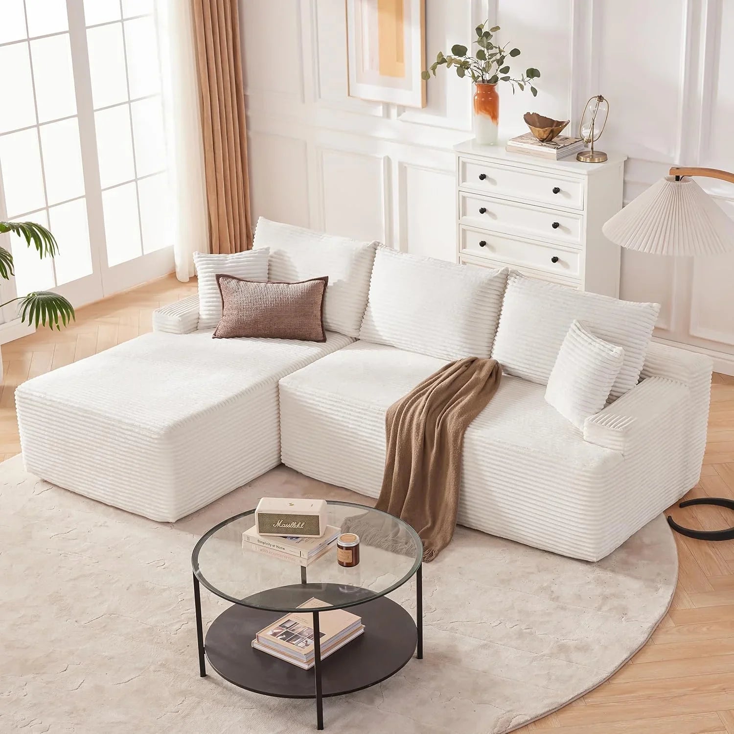 Canapé nuage de 110 pouces, canapé désossé dans le salon, canapé modulable avec sièges profonds