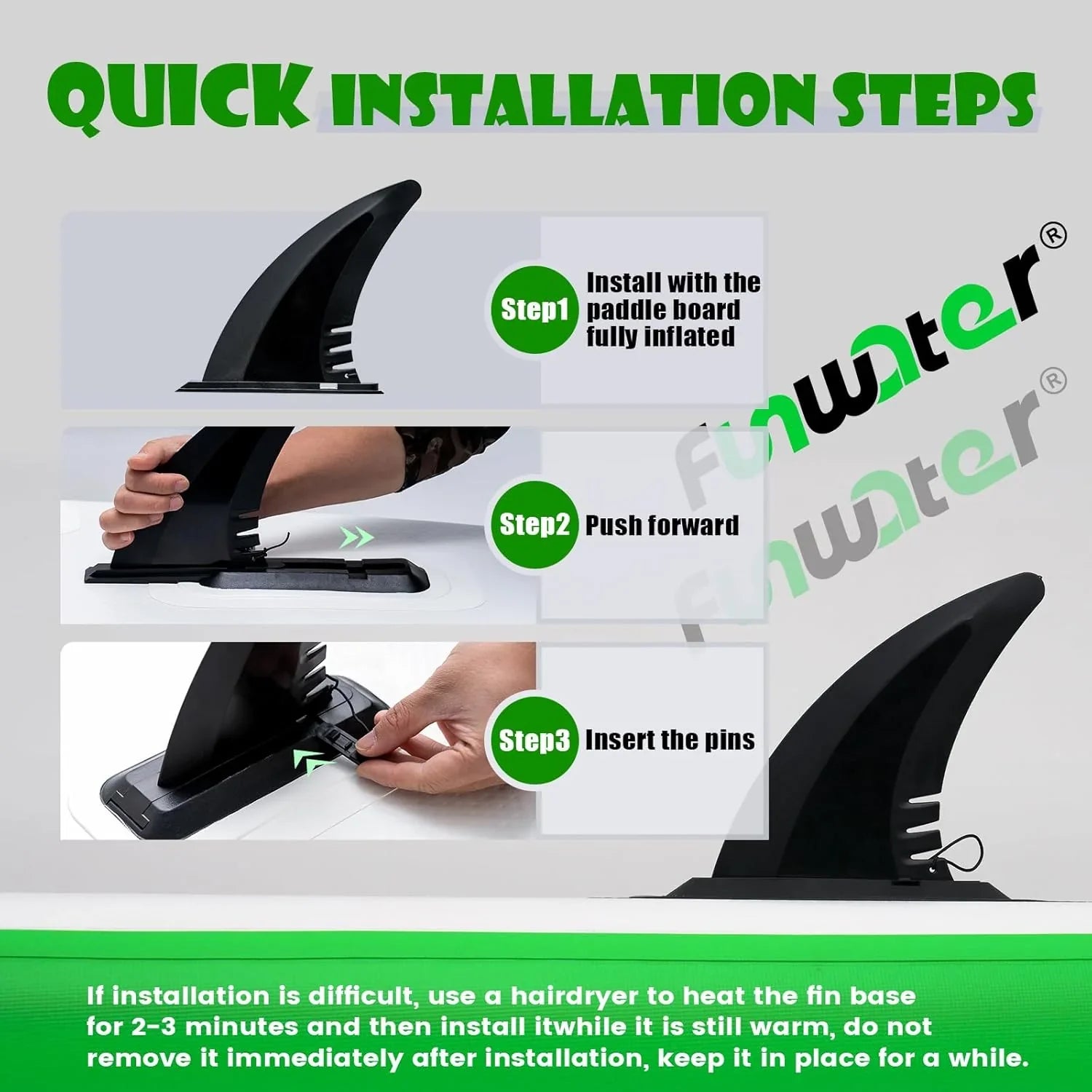 Planche de stand up paddle gonflable FunWater avec accessoires de pagaie SUP haut de gamme, pont EVA antidérapant, pagaie 11'/10'6'