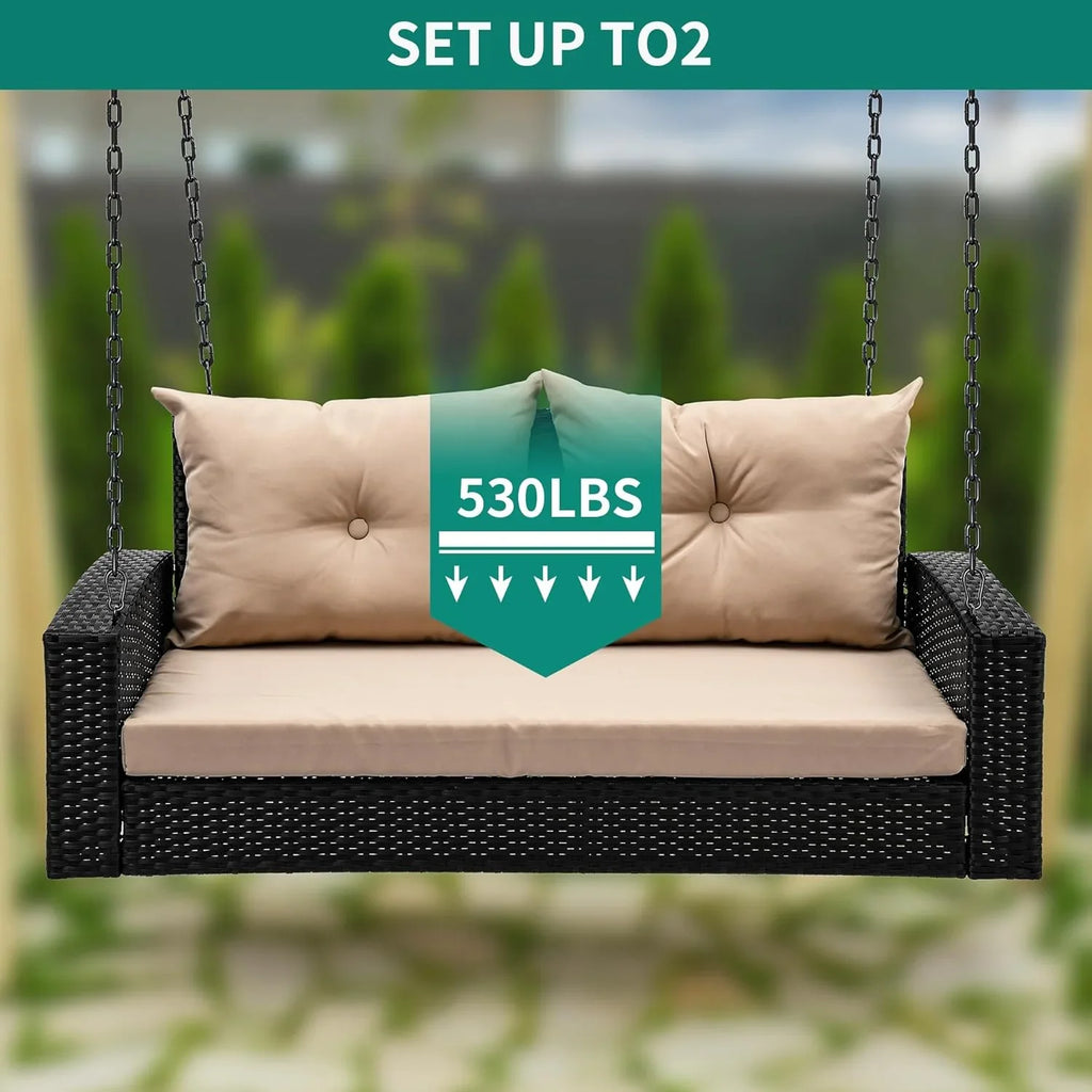 YITAHOME Balancelle suspendue pour porche, 3 places, banc d'extérieur en osier