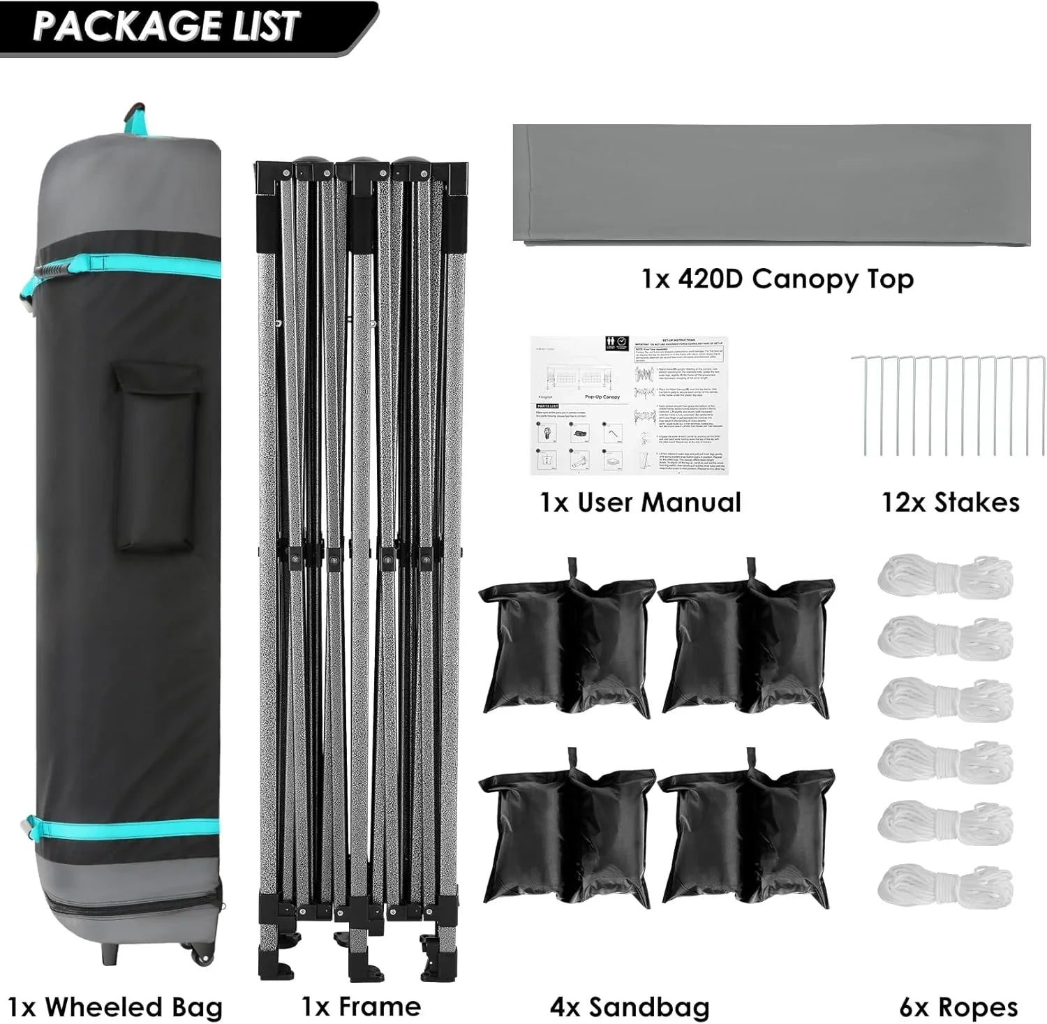 Tente pop-up robuste COBIZI 10x20 avec 6 parois latérales, facile à installer