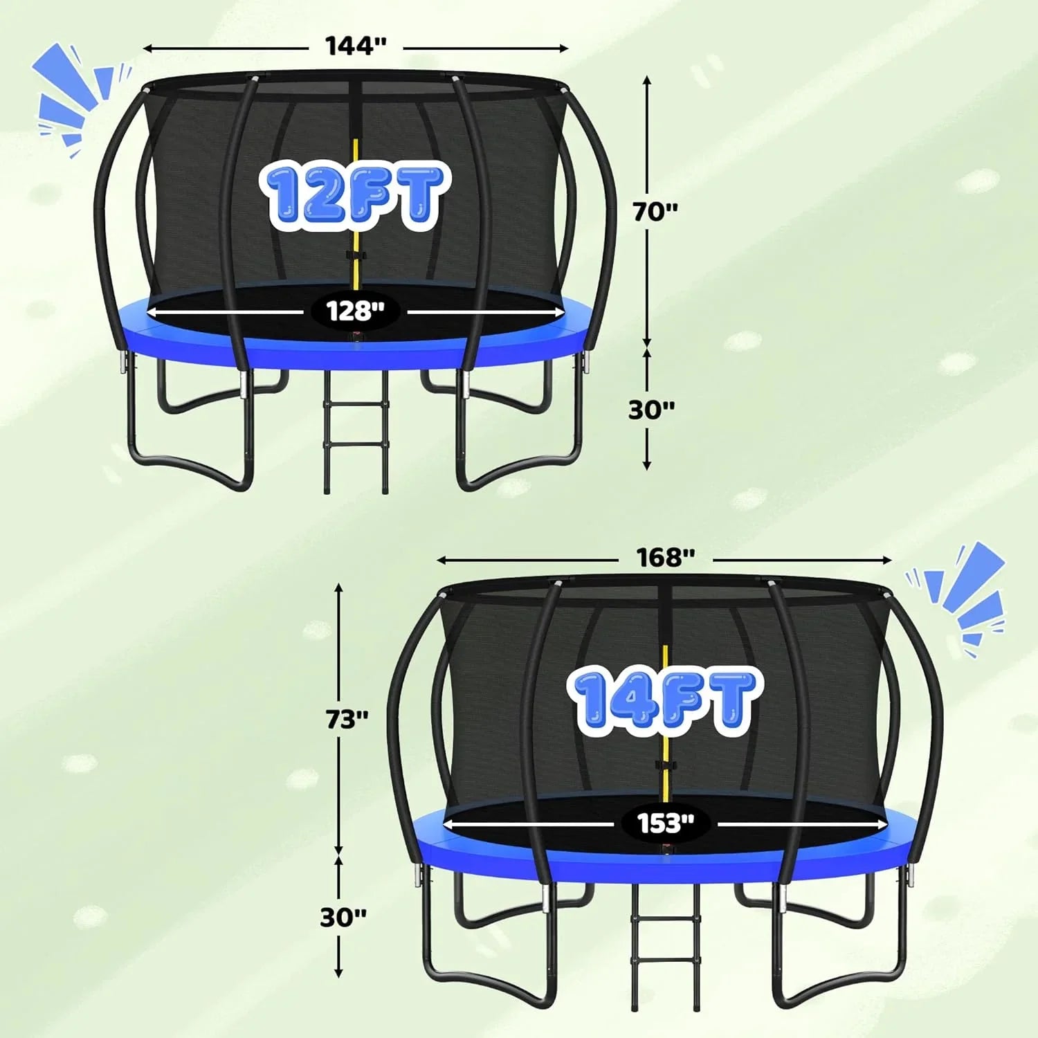 Trampoline Trampoline de loisirs avec filet de clôture et échelle, trampoline d'extérieur antirouille pour enfants et adultes