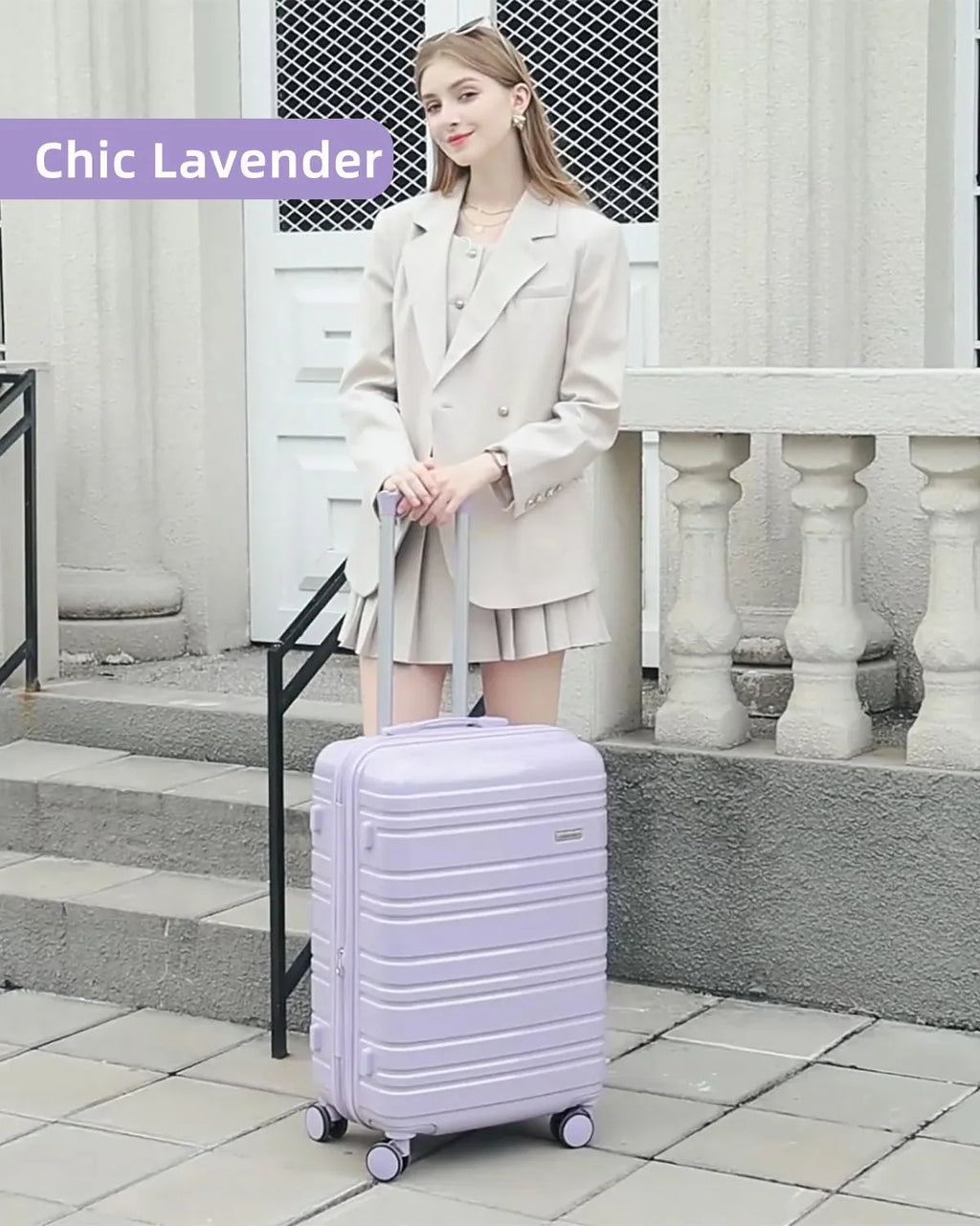 Ensemble de bagages 6 pièces, ensemble de valises rigides extensibles avec roulettes pivotantes, ensemble de bagages à roulettes légers