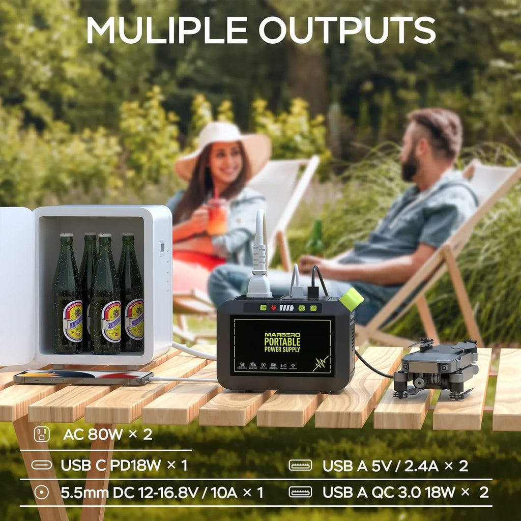 Centrale électrique portable 88 Wh, générateur solaire au lithium pour camping, charge rapide avec prise secteur, batterie externe de 120 W de pointe