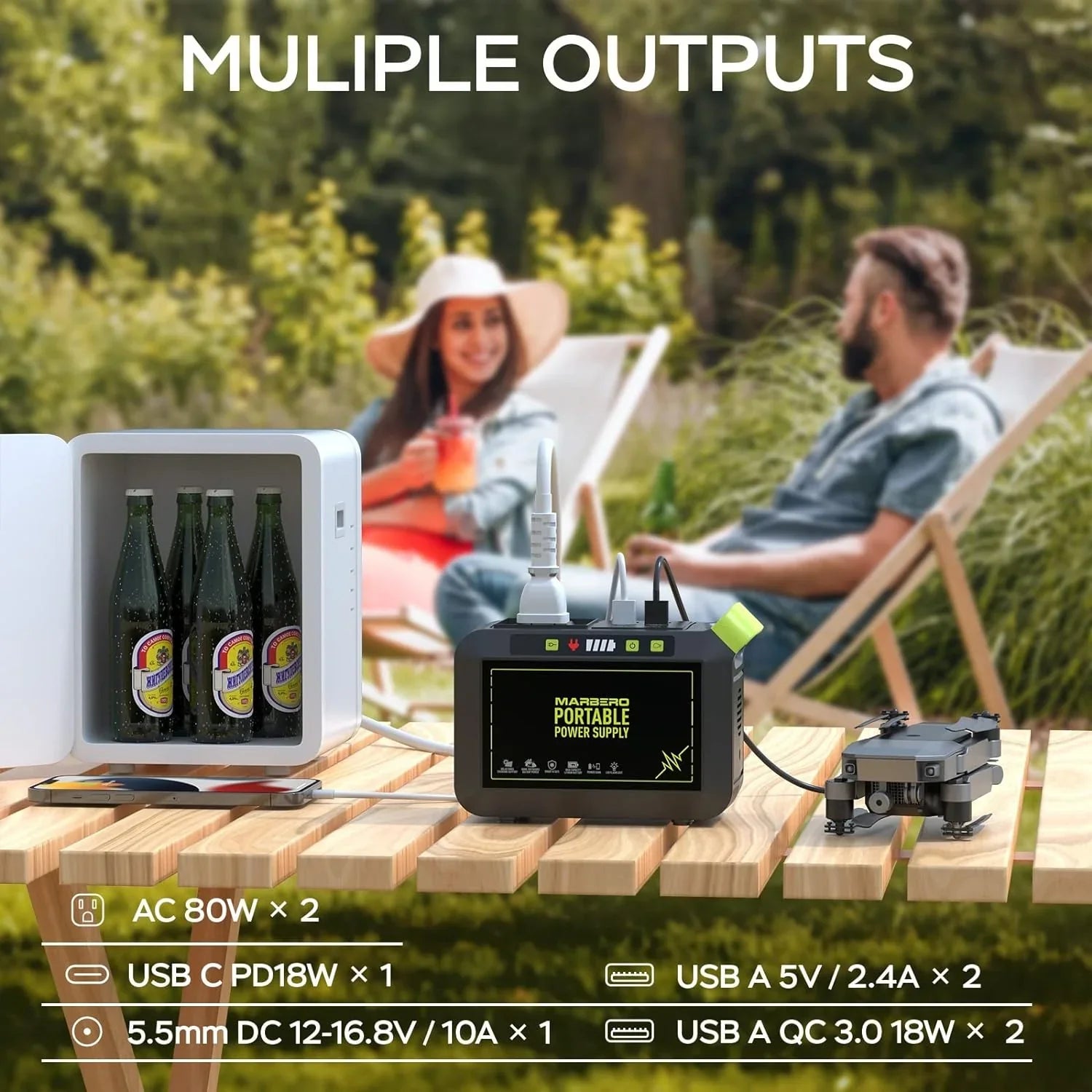 Centrale électrique portable 88 Wh, générateur solaire au lithium pour camping, charge rapide avec prise secteur, batterie externe de 120 W de pointe