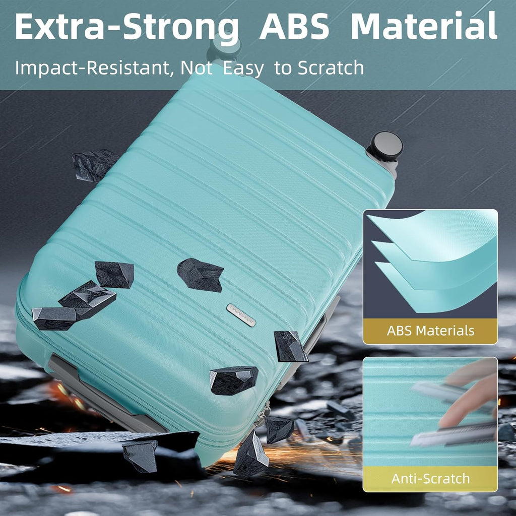 Ensemble de bagages 6 pièces, ensemble de valises rigides extensibles avec roulettes pivotantes, ensemble de bagages à roulettes légers