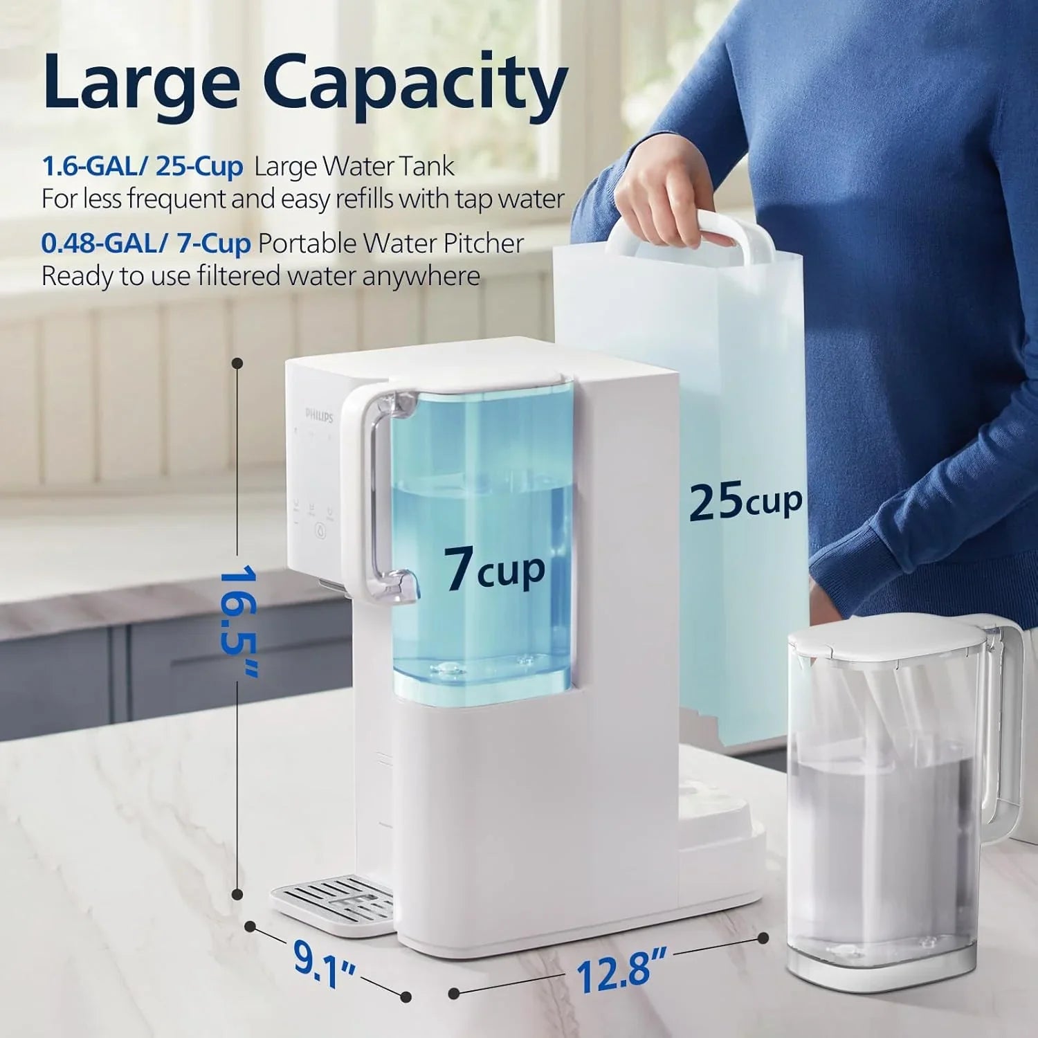 Filtre à eau à osmose inverse pour comptoir, système de filtration d'eau Philips 5 pouces