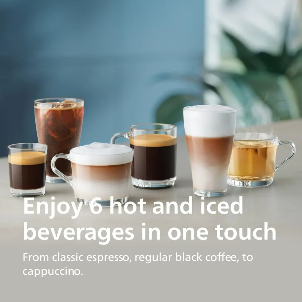 Machine à expresso entièrement automatique - 6 boissons chaudes et glacées avec broyeur en céramique