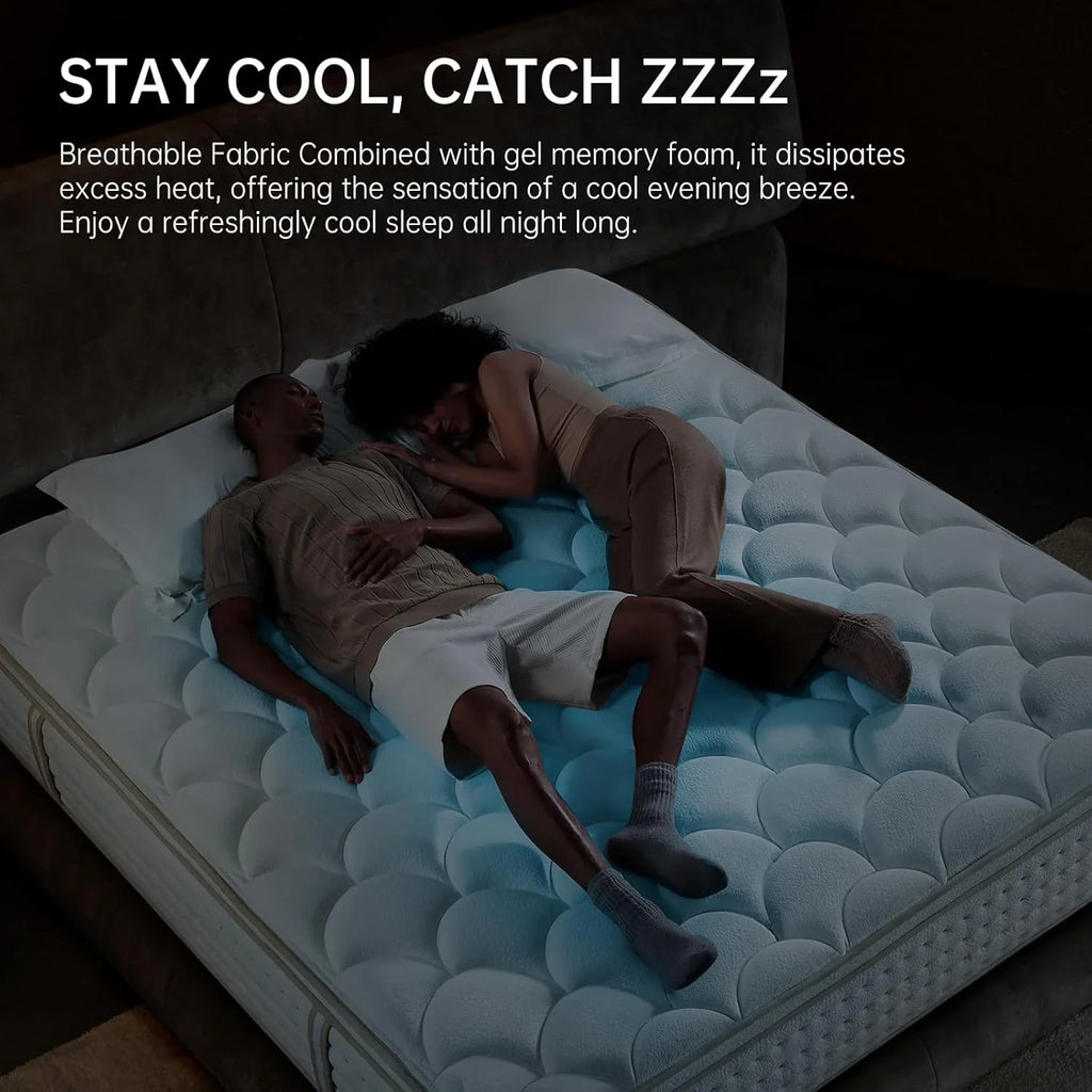 Matelas Queen de 12 pouces dans une boîte avec mousse à mémoire de forme pour un soutien lombaire supplémentaire