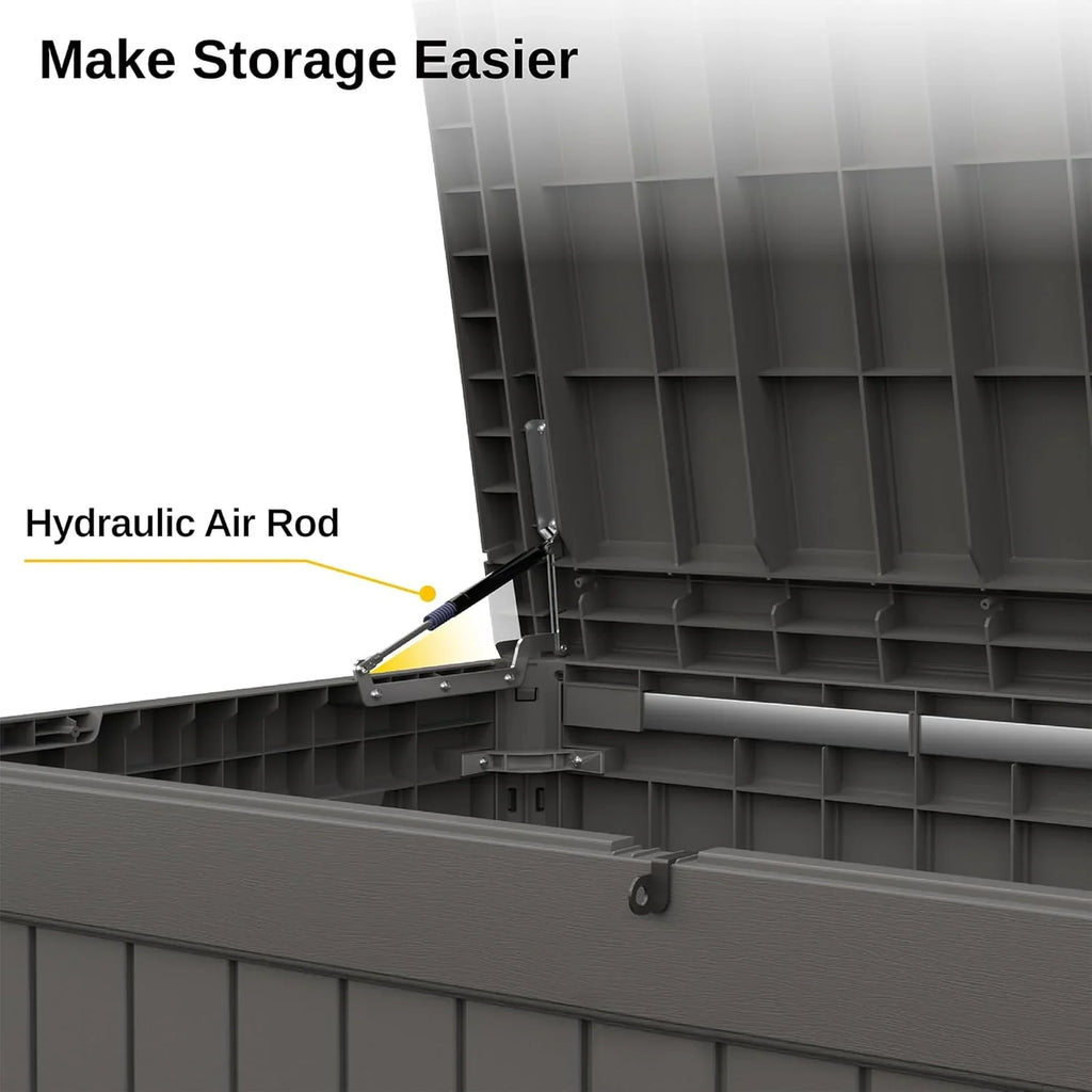 Coffre de rangement extérieur EAST OAK, coffre de terrasse de 60 gallons, utilisation intérieure et extérieure, bac de rangement en résine imperméable
