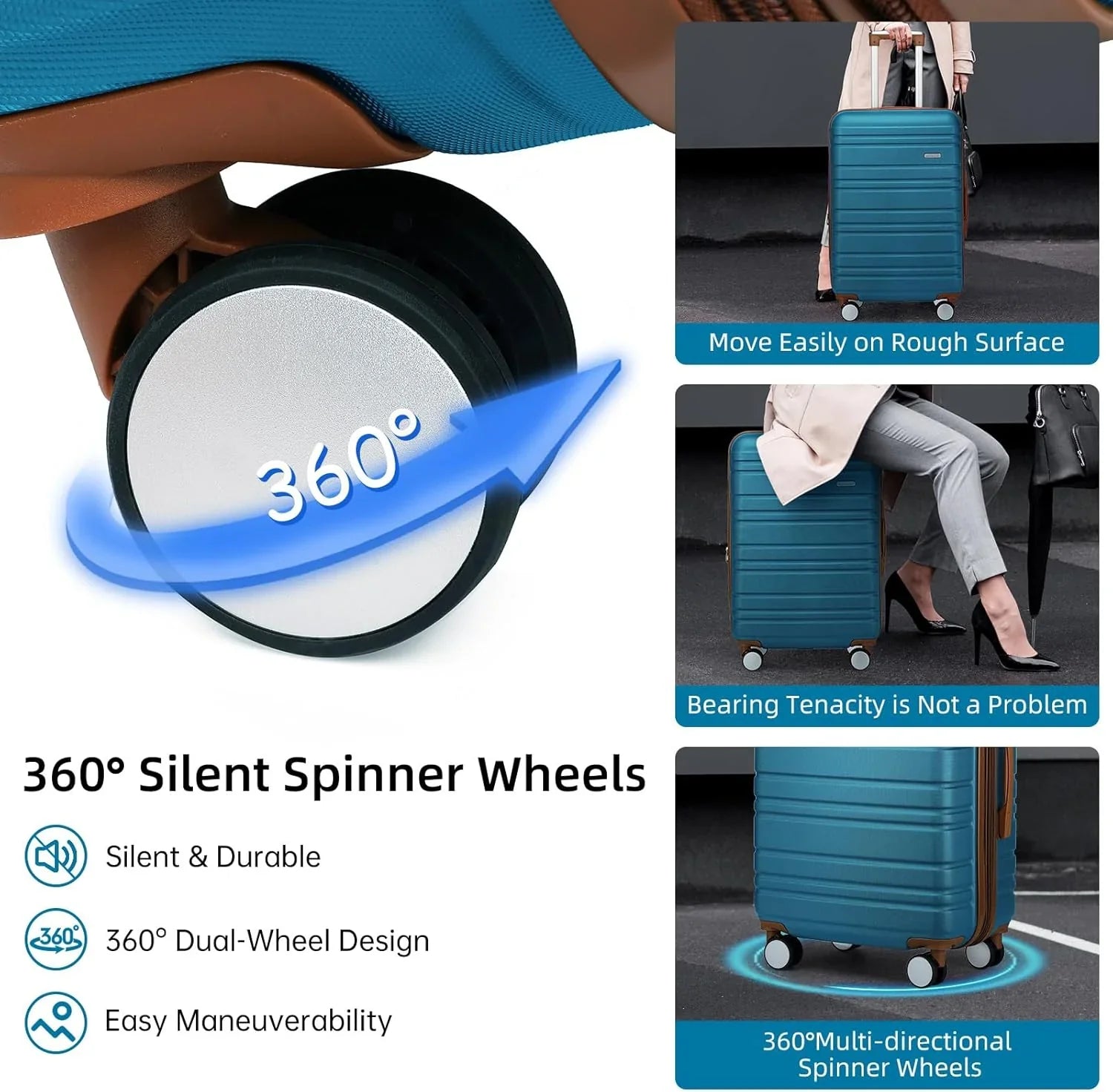 Ensemble de bagages 6 pièces, ensemble de valises rigides extensibles avec roulettes pivotantes, ensemble de bagages à roulettes légers