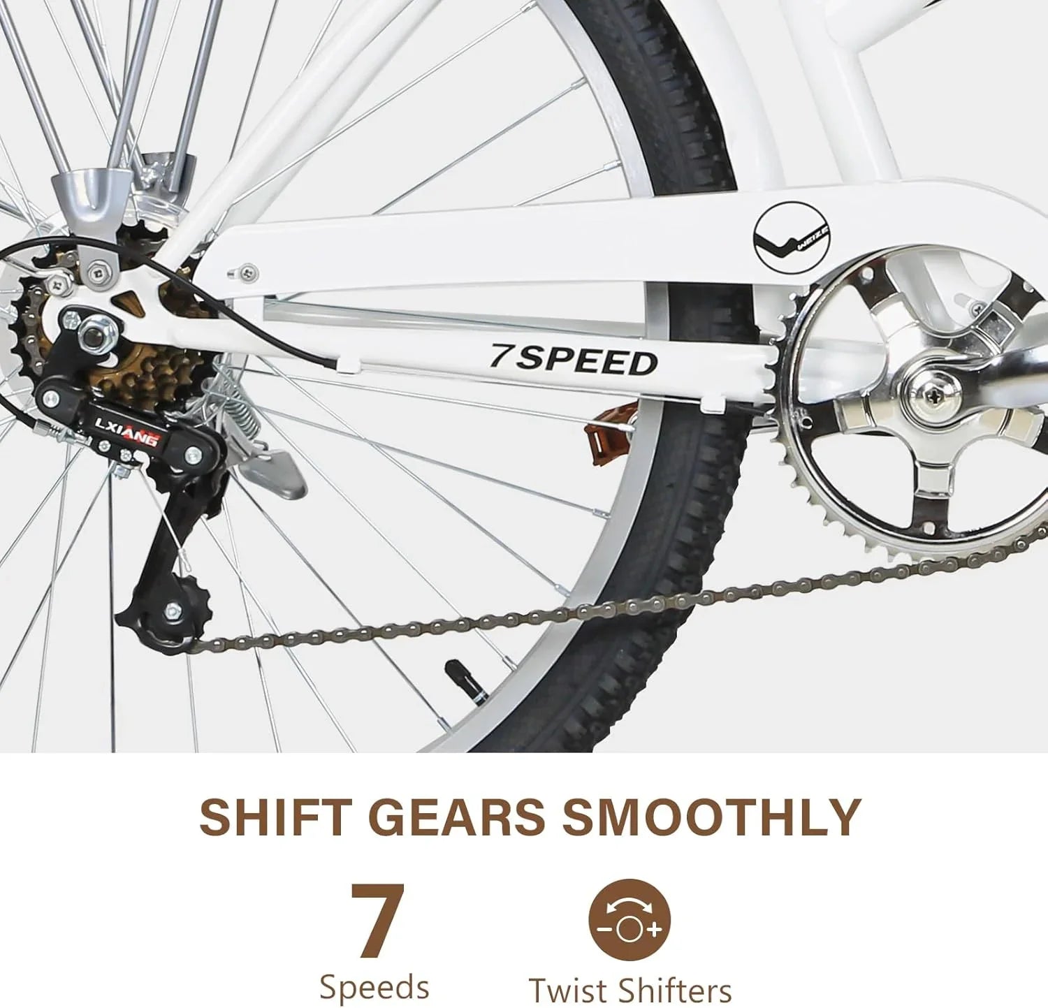 Vélo de plage WEIZE, vélo de ville adulte 26 pouces pour hommes et femmes, 7 vitesses, acier à haute teneur en carbone, garde-boue avant et arrière, vélo de ville confortable