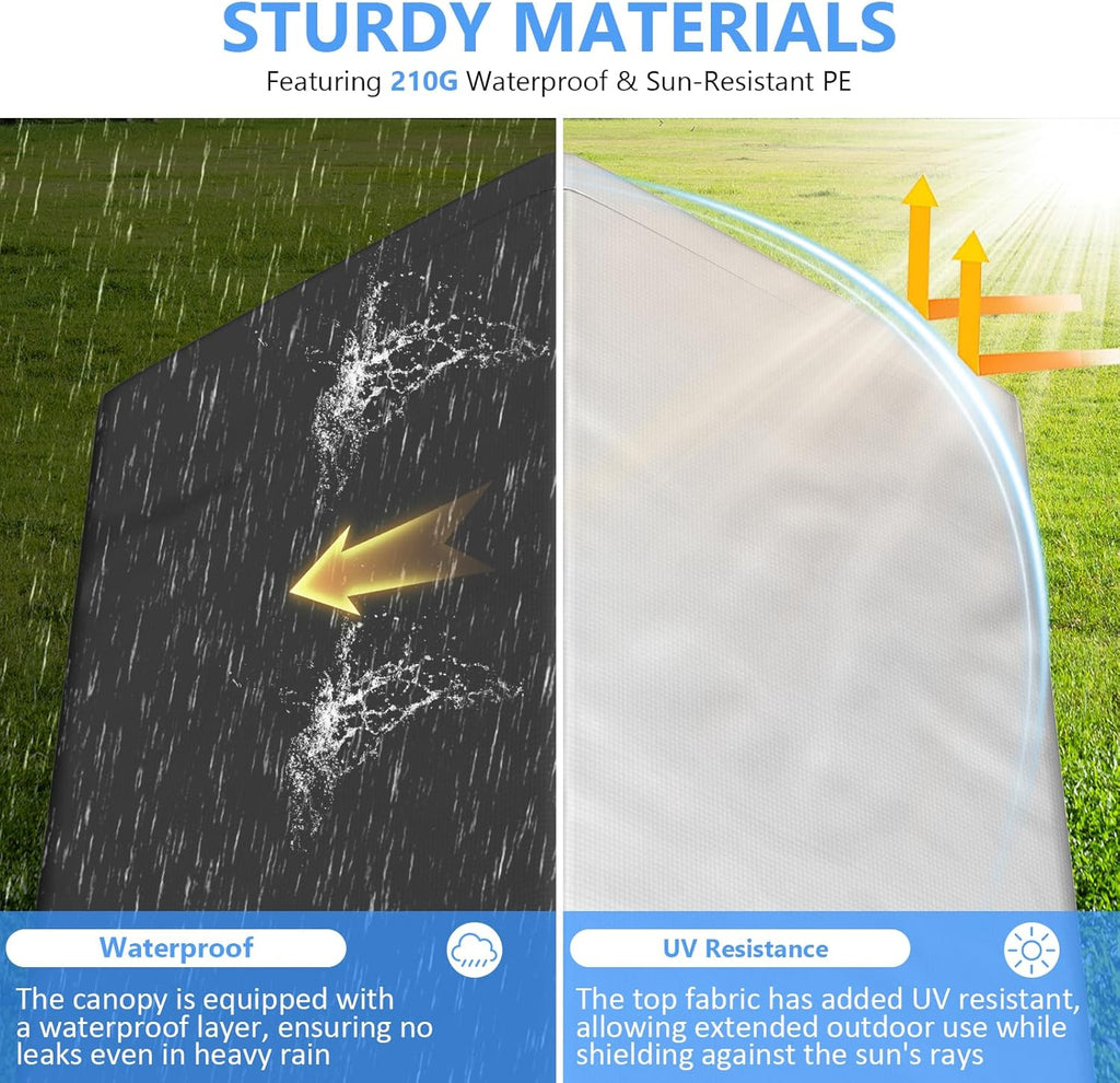 Abri d'auto robuste de 6 x 8 pieds, garage portable avec parois latérales amovibles et porte, bâche quatre saisons