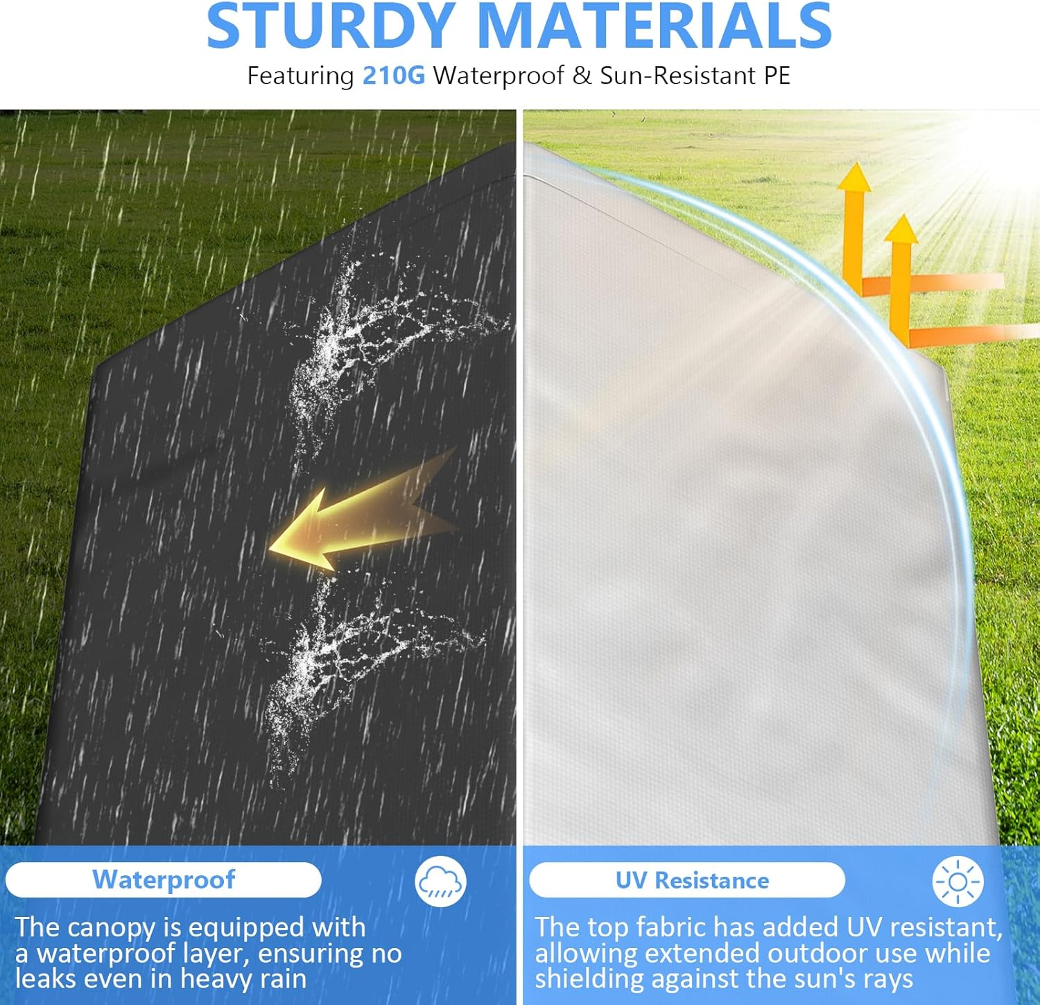 Abri d'auto robuste de 6 x 8 pieds, garage portable avec parois latérales amovibles et porte, bâche quatre saisons