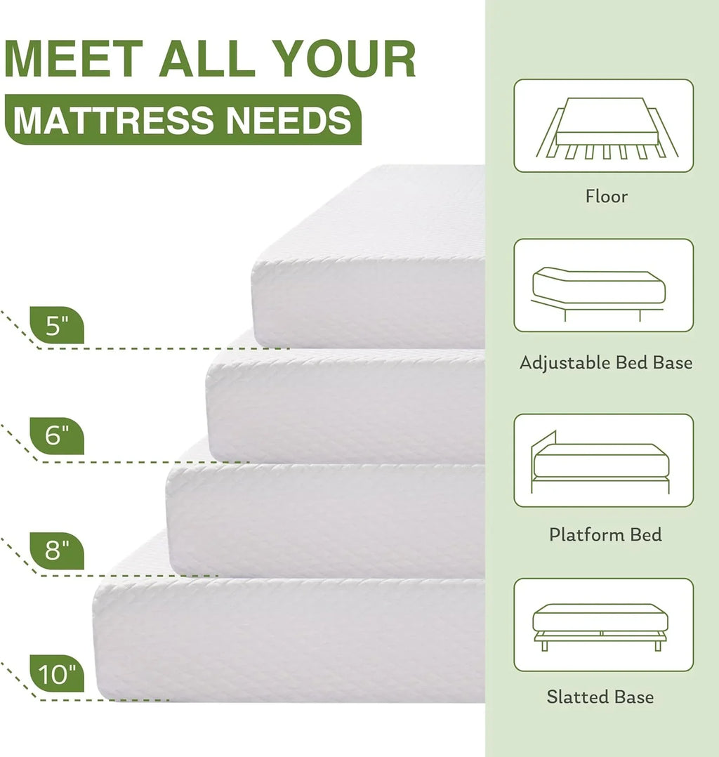Matelas double de 8 pouces avec mousse à mémoire de forme pour un soutien moyennement ferme