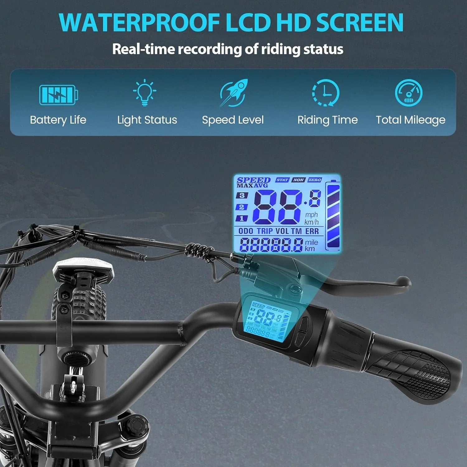 Trottinette électrique pliable Caroma Peak 800 W pour adulte avec pneus de 20 pouces de large, batterie 48 V, panier et siège réglable.