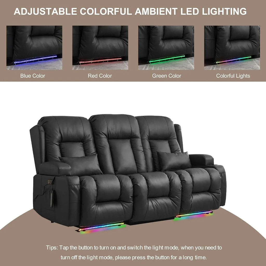 Canapé inclinable électrique TUNYI avec fonctions massage et chauffage, siège home cinéma avec console, canapé inclinable électrique pour camping-car