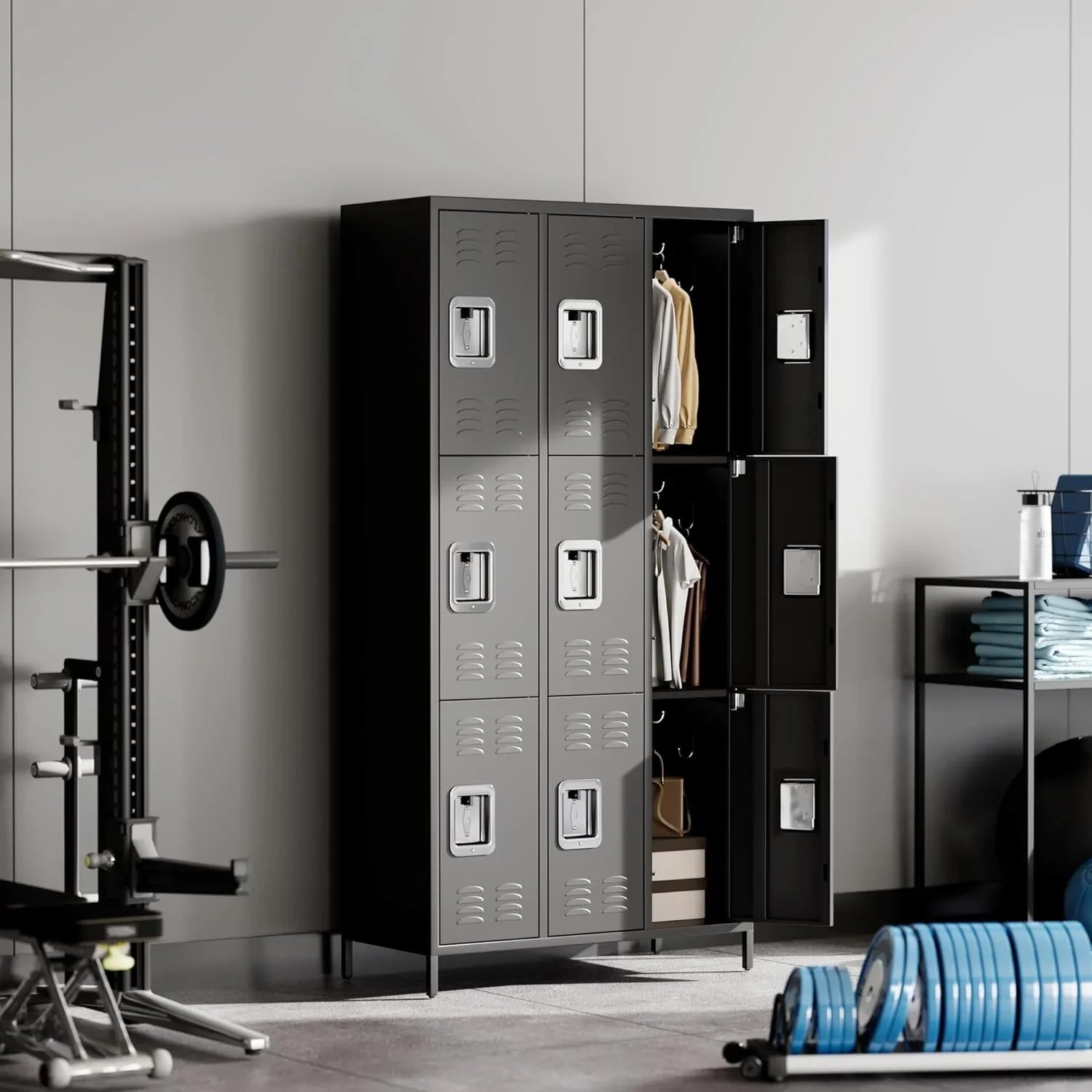 Casier GAOMON pour employés, armoire à casiers 6 portes avec crochets, casier de rangement