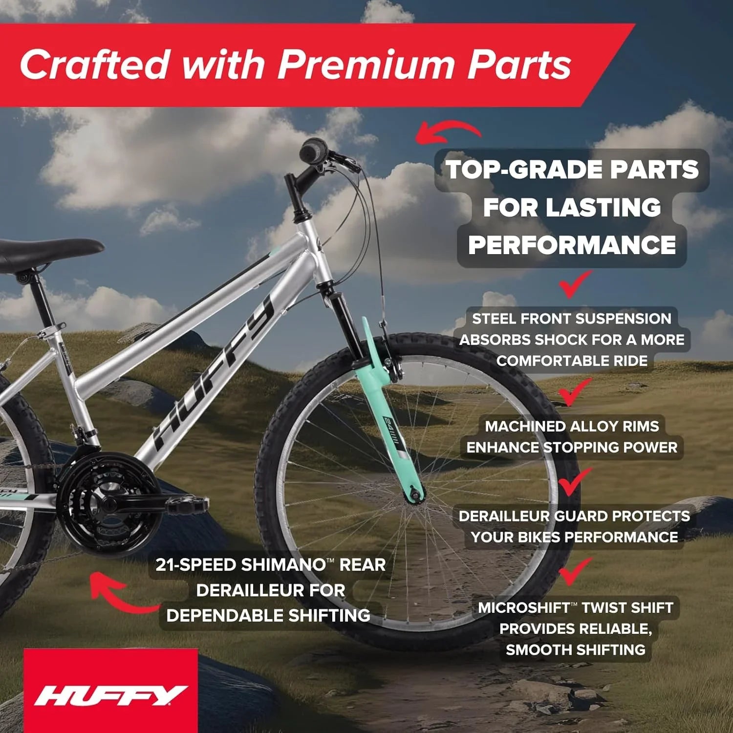 VTT semi-rigide Huffy Stone Mountain, pour garçons/filles/hommes/femmes, tailles 20"/24"/26"