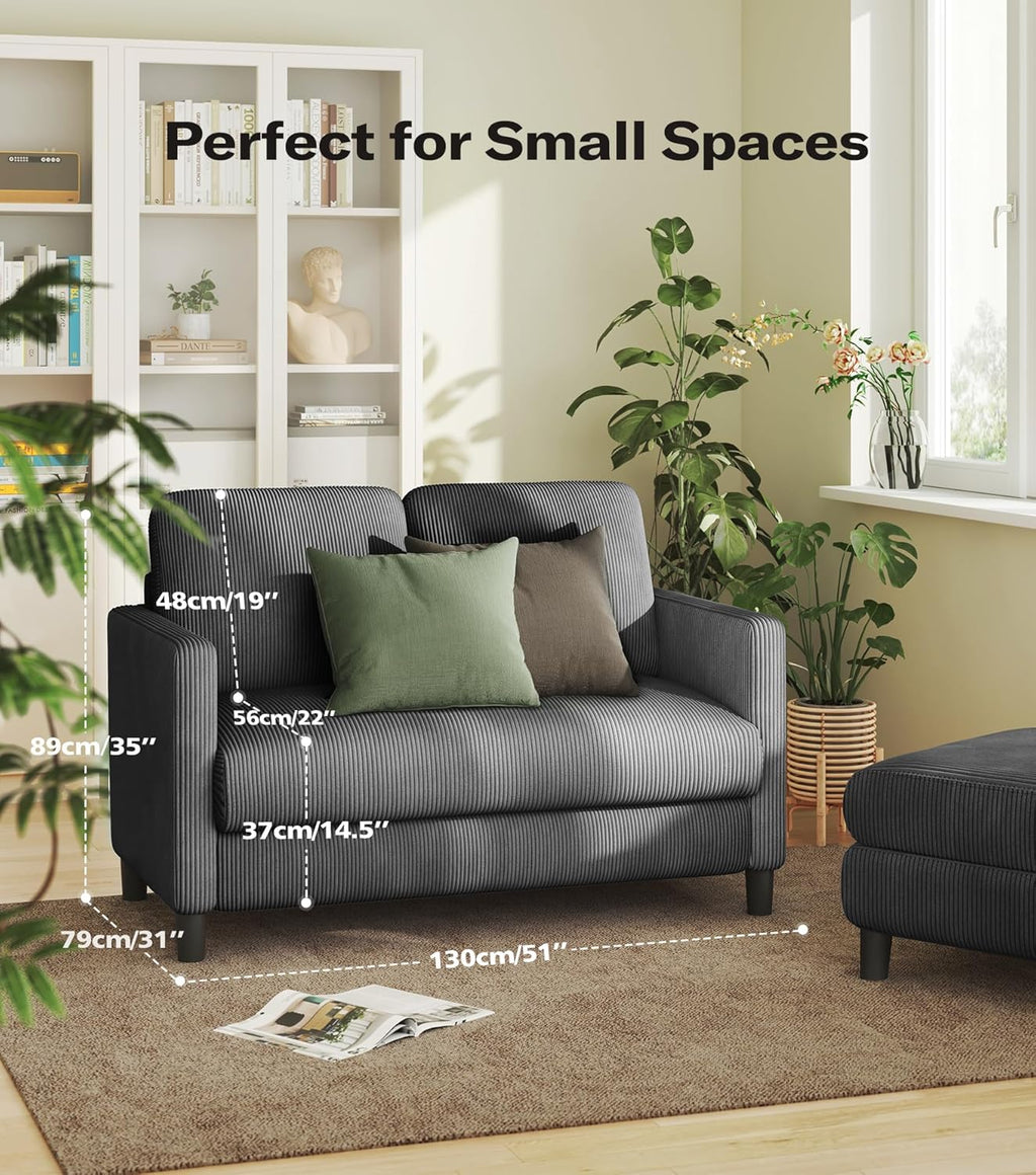 Causeuse de 51 pouces, causeuse confortable en velours côtelé