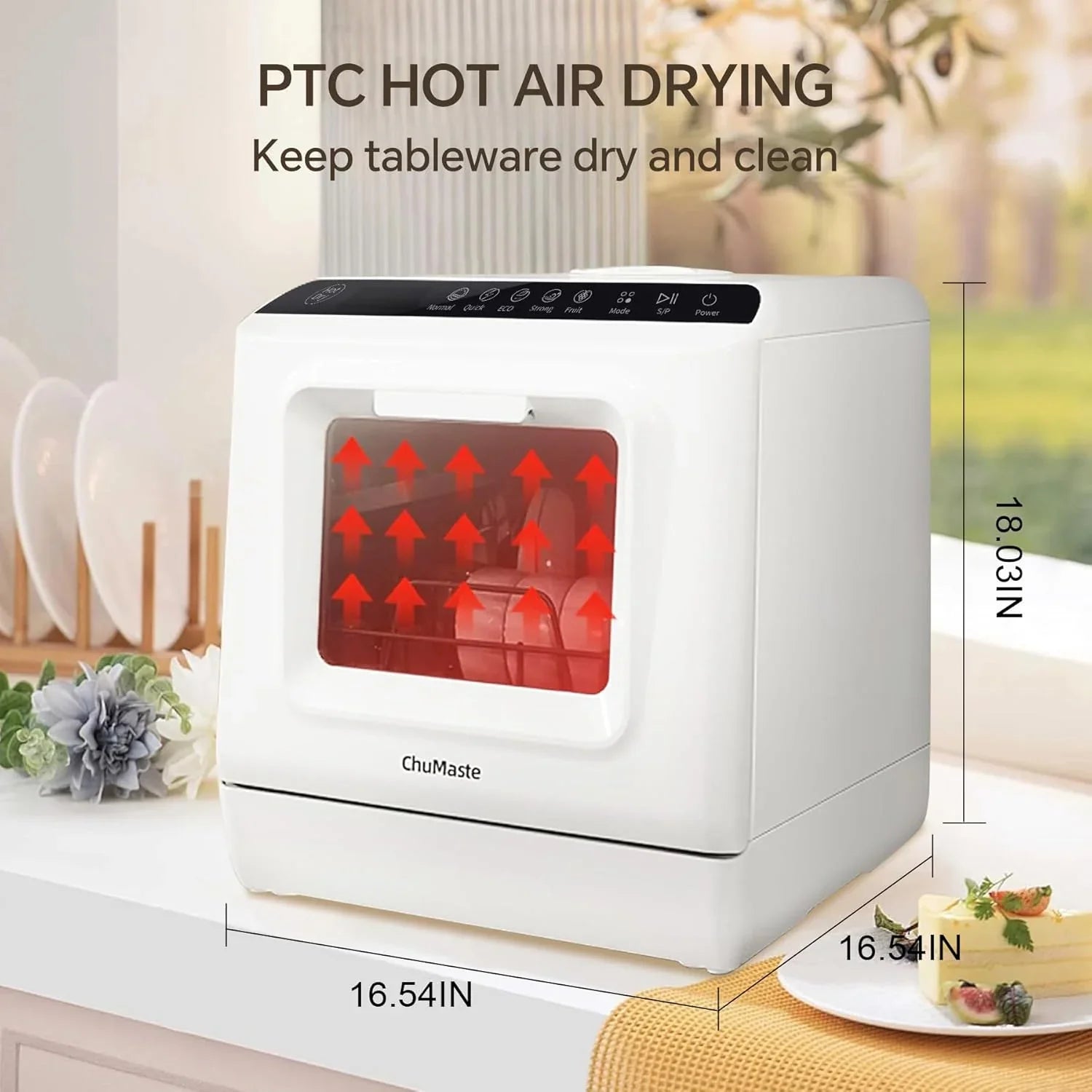 Mini lave-vaisselle de comptoir. Compact avec fonction séchage. Double bras gicleurs. Lave-vaisselle de comptoir portable.