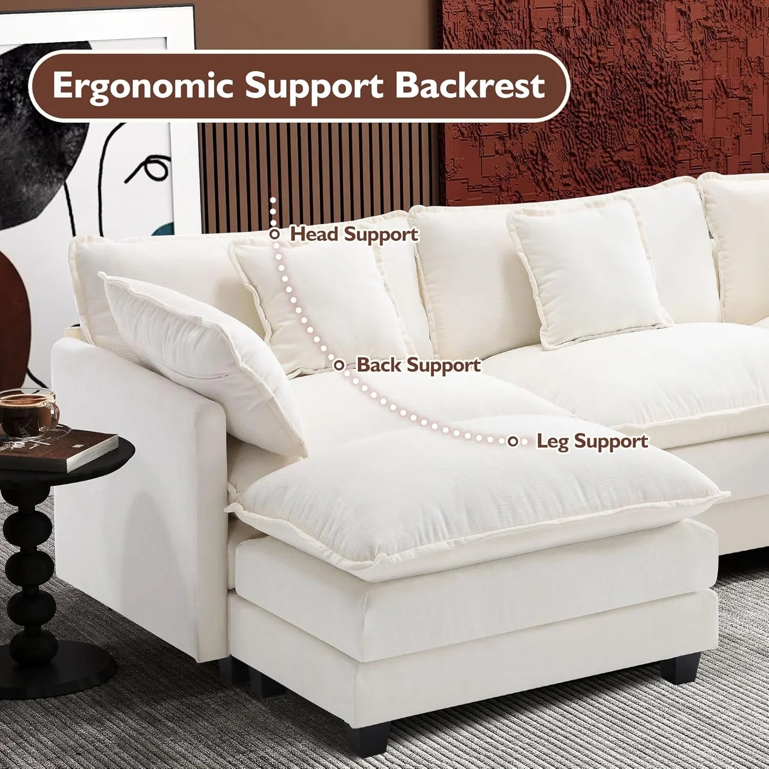 Canapé modulaire moderne en forme de U de 146 pouces d'ihanherry