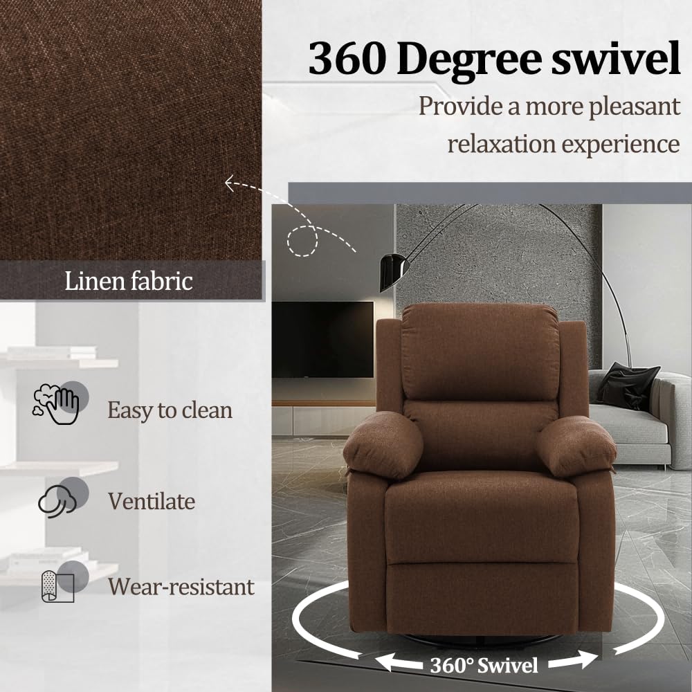 Fauteuil à bascule inclinable pivotant à 360 degrés en tissu coulissant