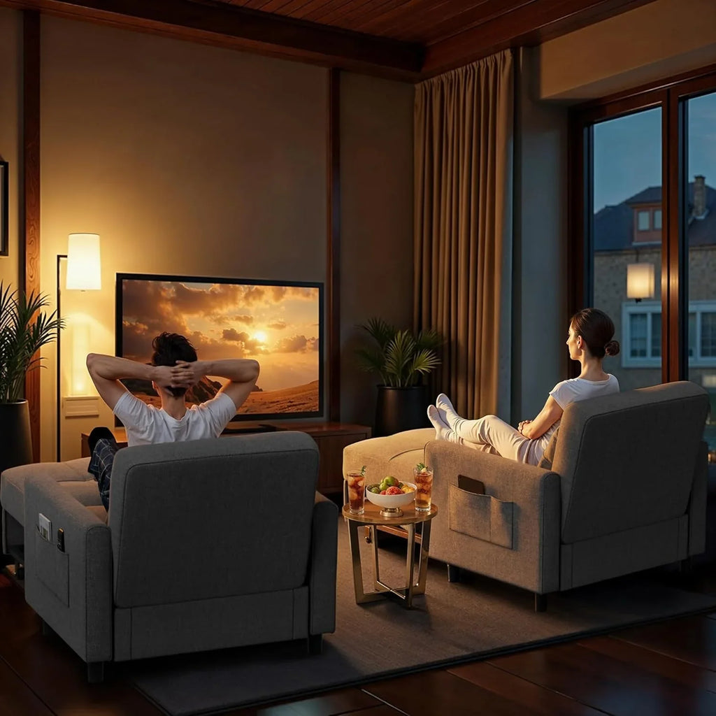 Canapé-lit convertible 3 en 1, convertible en lit simple gigogne avec dossier réglable, spacieux et multifonctionnel