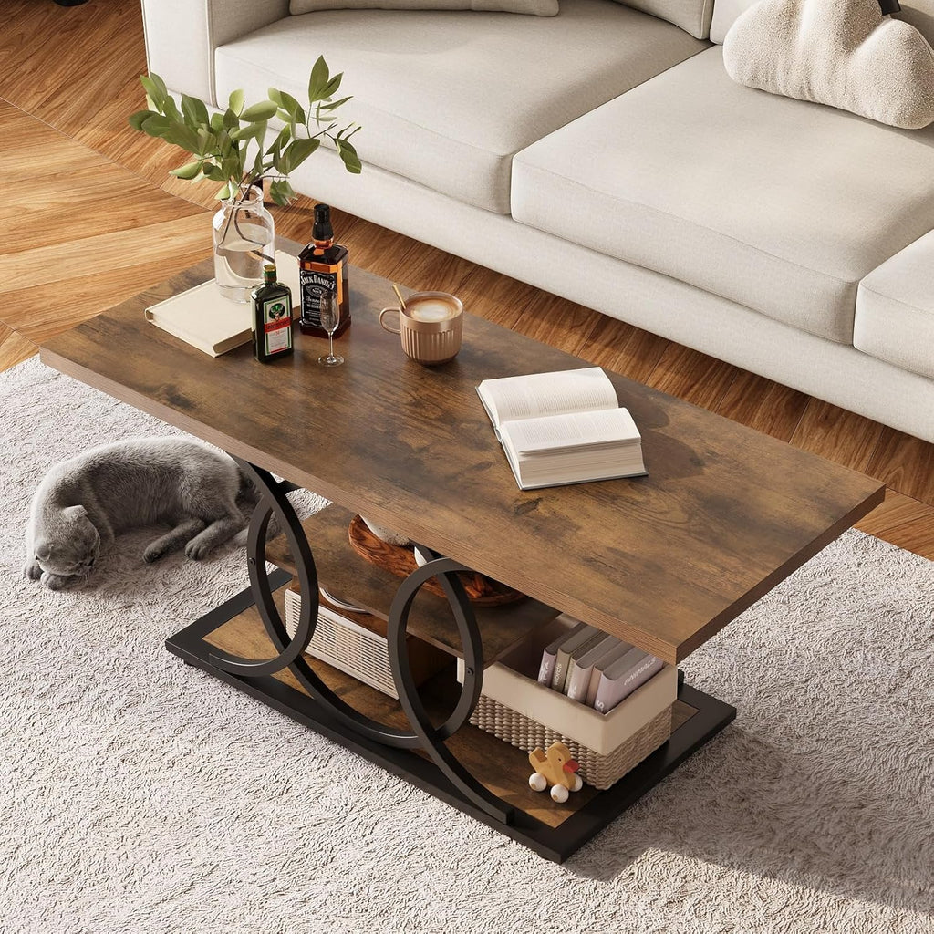 Table basse de style campagnard avec rangement GiftGo, style industriel