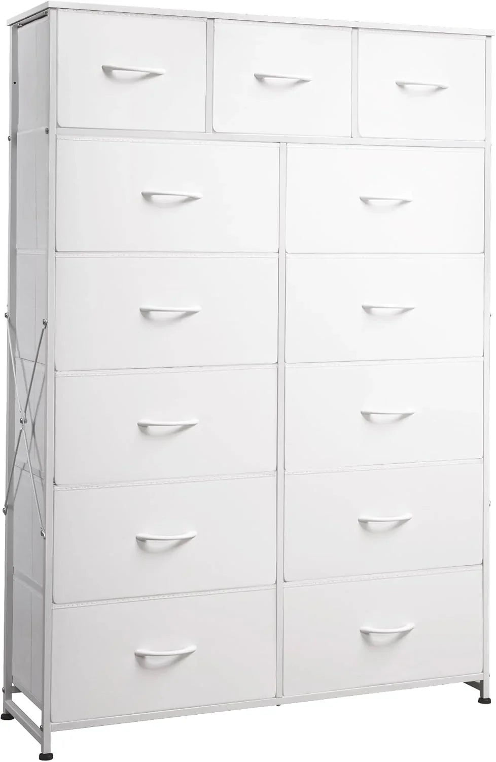 Meuble de rangement WLIVE avec 13 bacs en tissu, tiroirs de rangement avec cadre en acier, grande tour de rangement pour salon, couloir, bureau, noir anthracite