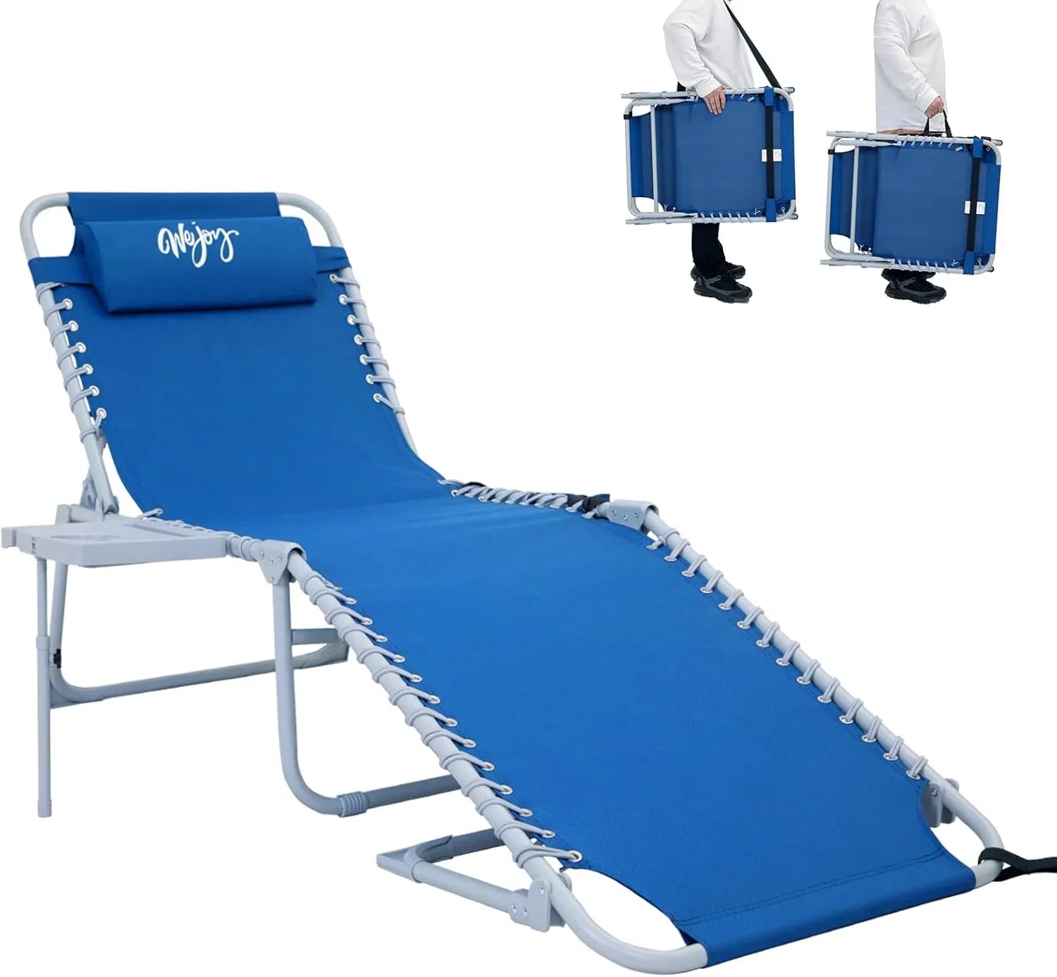 Lot de 2 chaises longues d'extérieur - Chaise longue pliante portable pour patio, piscine, camping, inclinable et réglable sur 5 positions