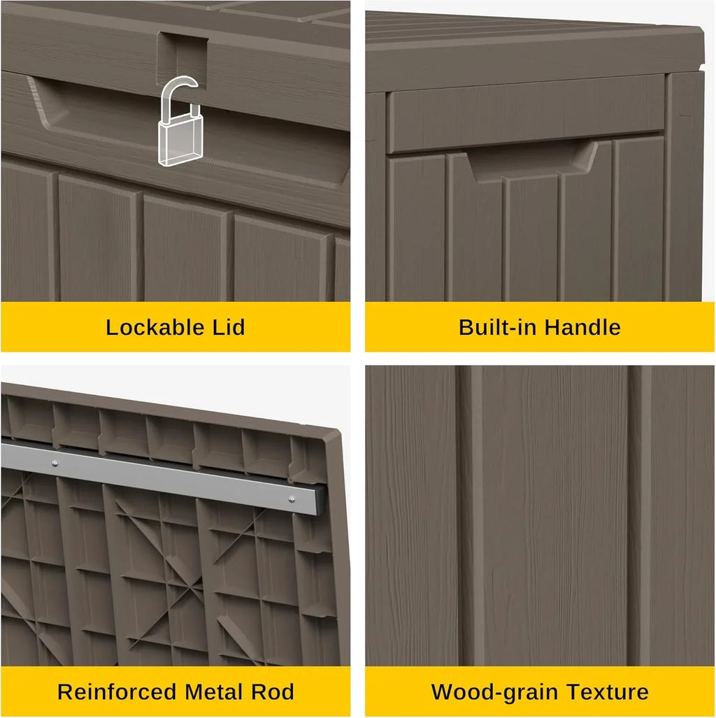 Coffre de rangement extérieur EAST OAK, coffre de terrasse de 60 gallons, utilisation intérieure et extérieure, bac de rangement en résine imperméable