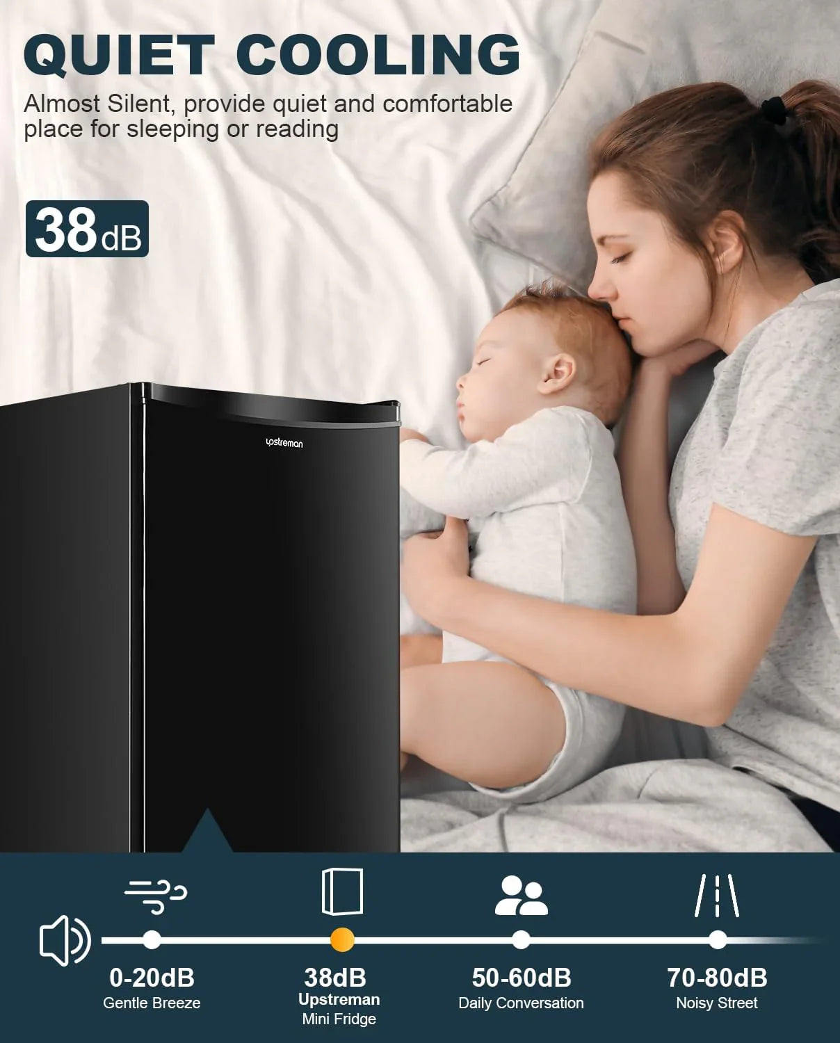 Mini-réfrigérateur Upstreman de 3,2 pieds cubes avec congélateur, mini-réfrigérateur à une porte, réfrigérateur de dortoir