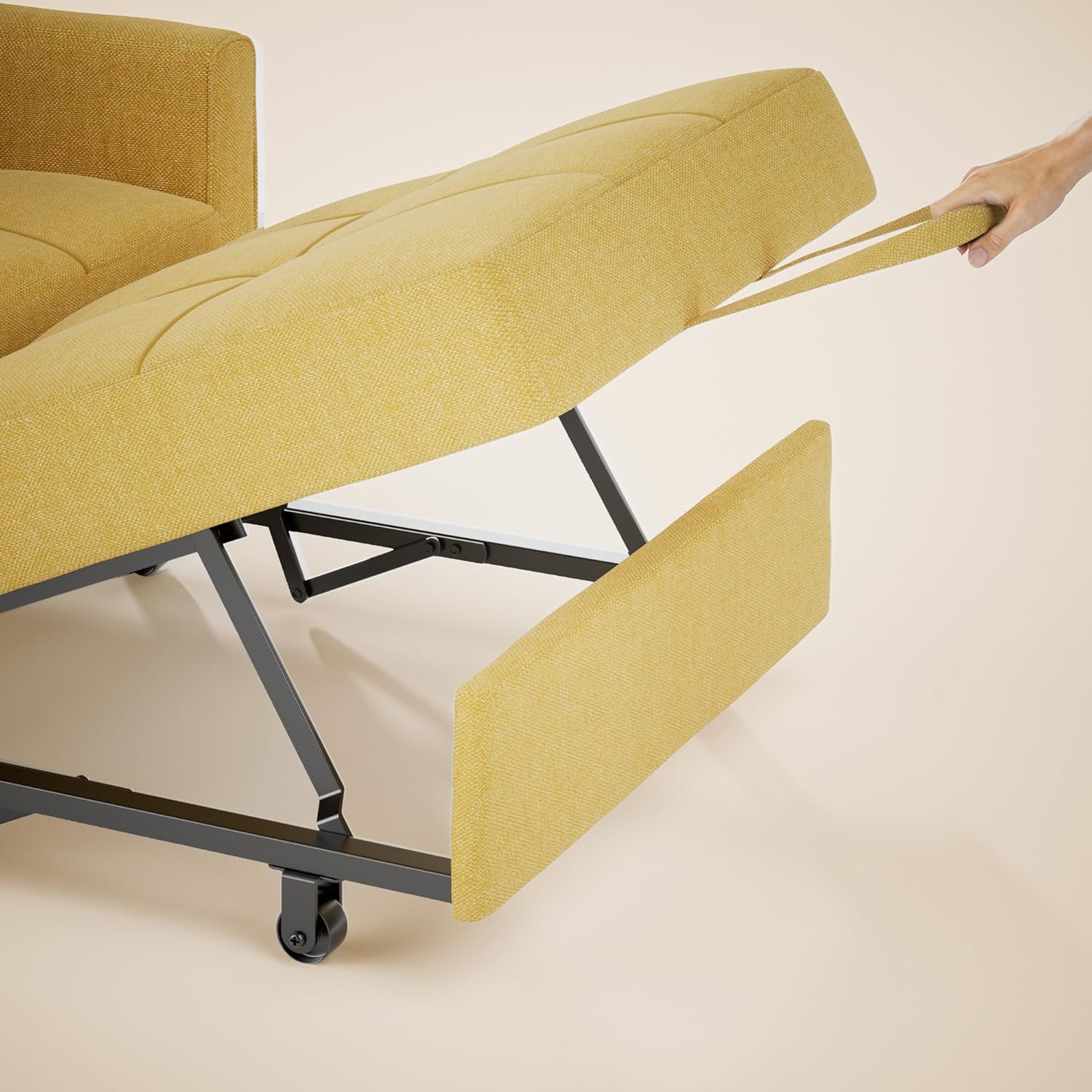 Canapé-lit convertible 3 en 1, convertible en lit simple gigogne avec dossier réglable, spacieux et multifonctionnel