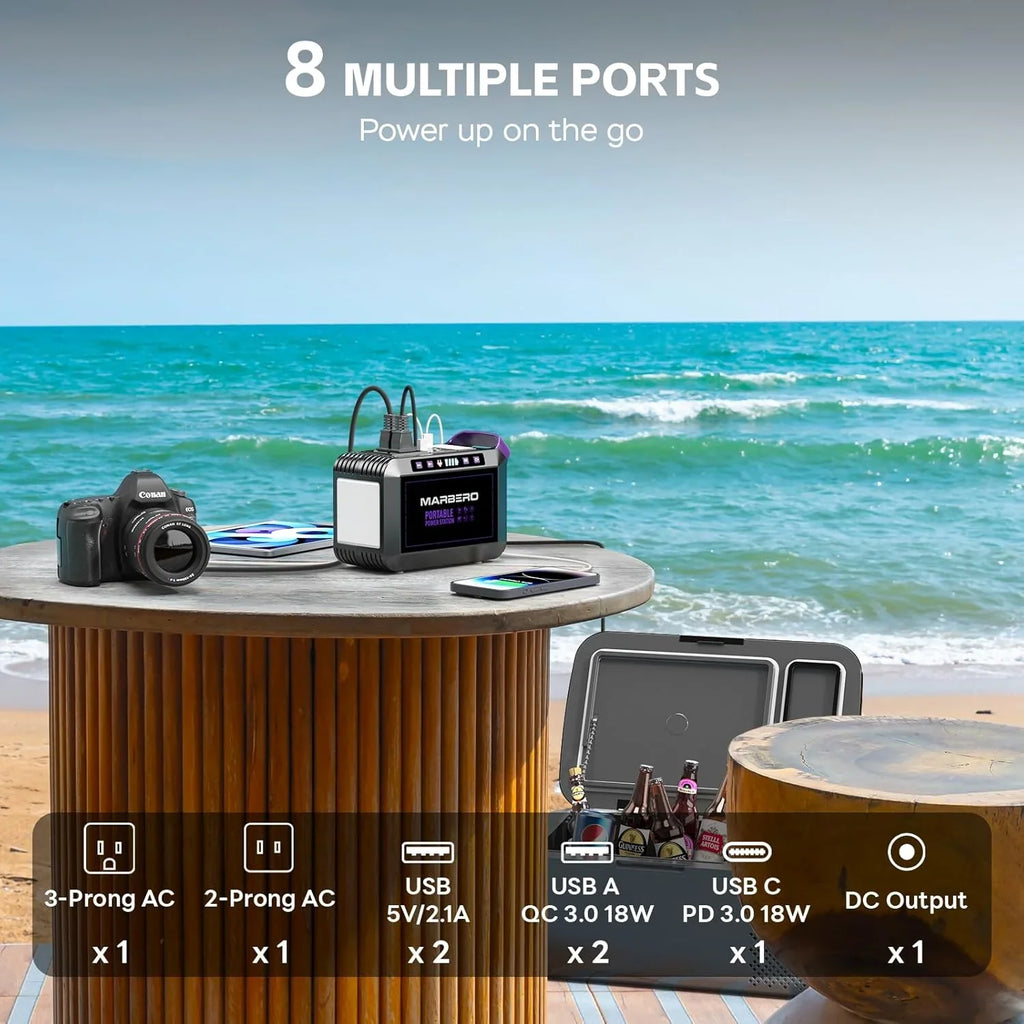 Centrale électrique portable 88 Wh, générateur solaire au lithium pour camping, charge rapide avec prise secteur, batterie externe de 120 W de pointe