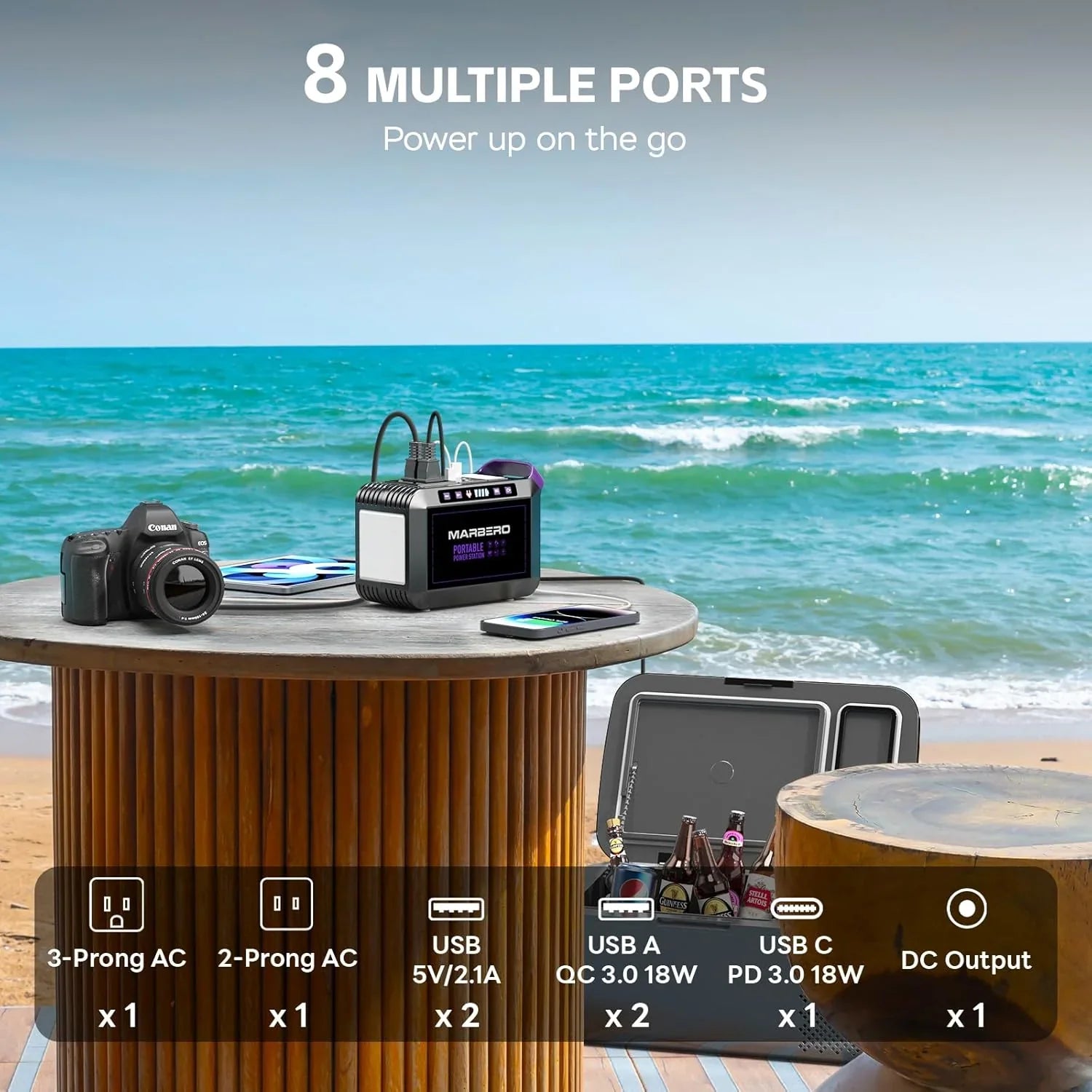 Centrale électrique portable 88 Wh, générateur solaire au lithium pour camping, charge rapide avec prise secteur, batterie externe de 120 W de pointe