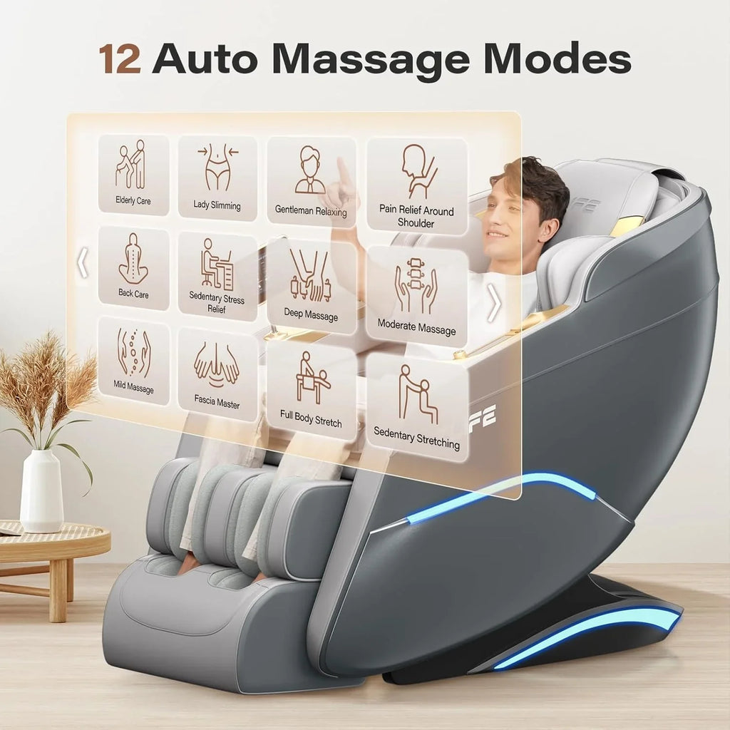 Fauteuil de massage complet, inclinable à 160° en apesanteur avec scanner corporel, fauteuil de massage shiatsu SL Track de 50 pouces, massage localisé, rouleau pour les pieds