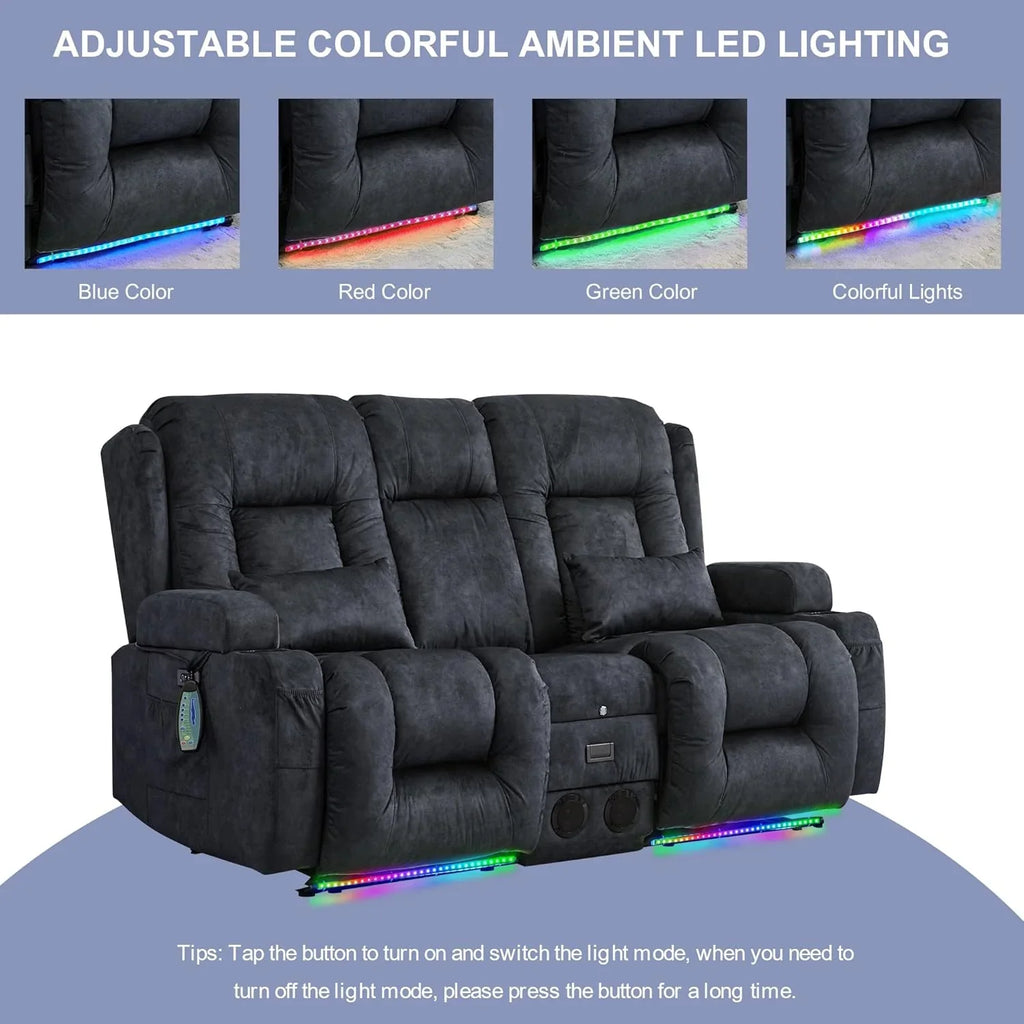 Canapé inclinable électrique TUNYI avec fonctions massage et chauffage, siège home cinéma avec console, canapé inclinable électrique pour camping-car