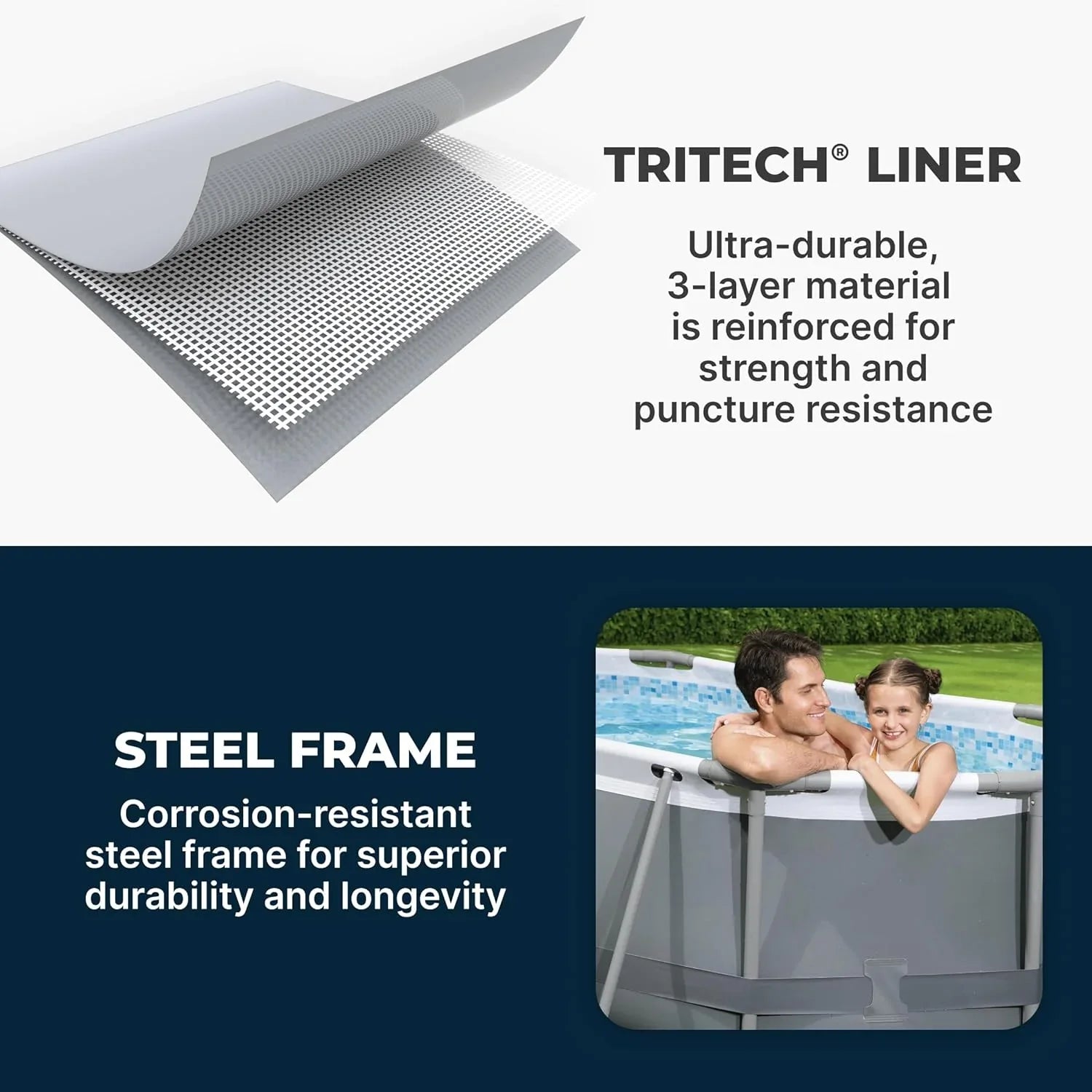 Piscine hors sol ovale Power Steel 4,3 m x 2,4 m x 100 cm | Comprend une pompe de filtration de 2070 litres, une échelle et un distributeur ChemConnect.