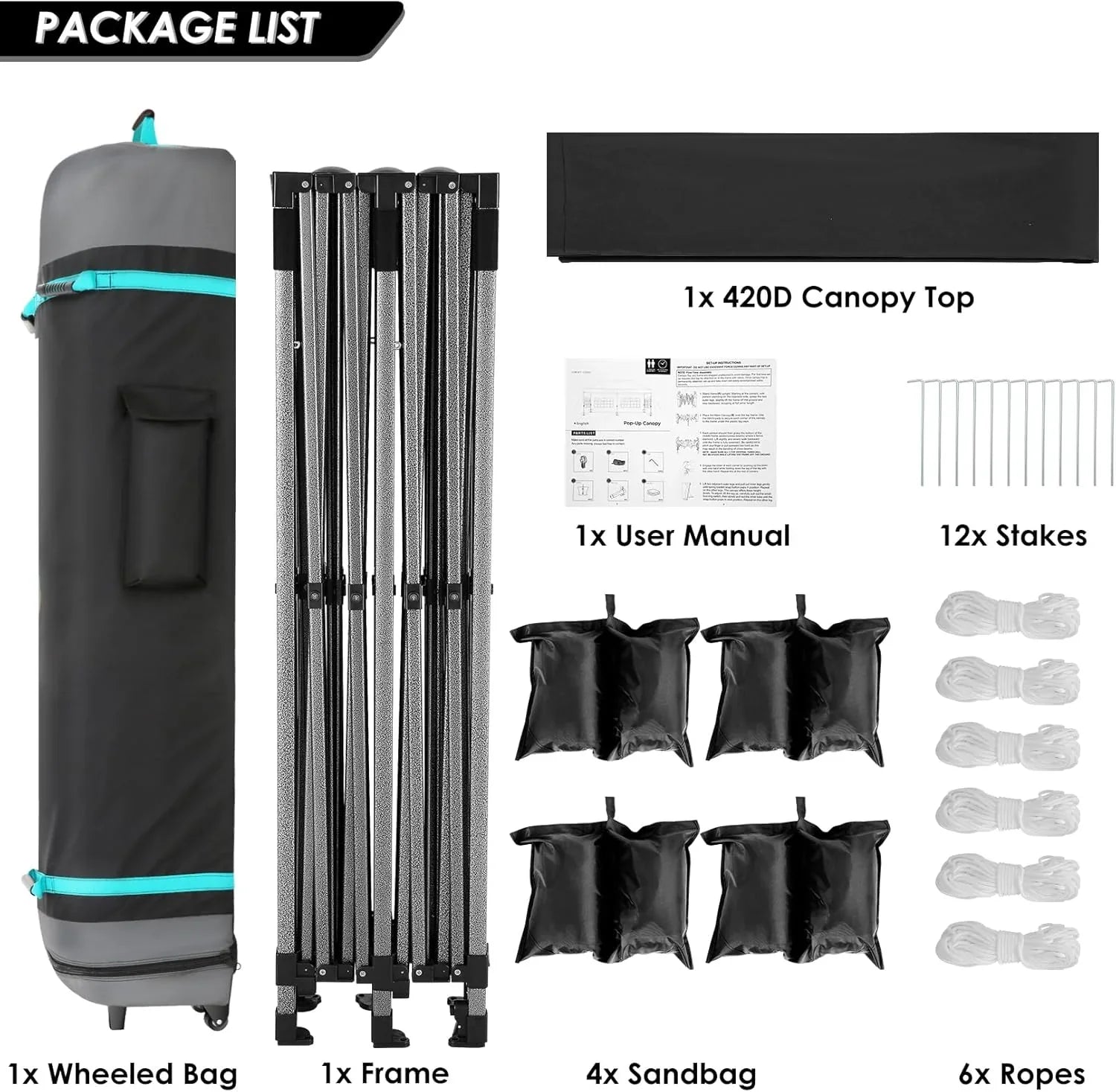 Tente pop-up robuste COBIZI 10x20 avec 6 parois latérales, facile à installer