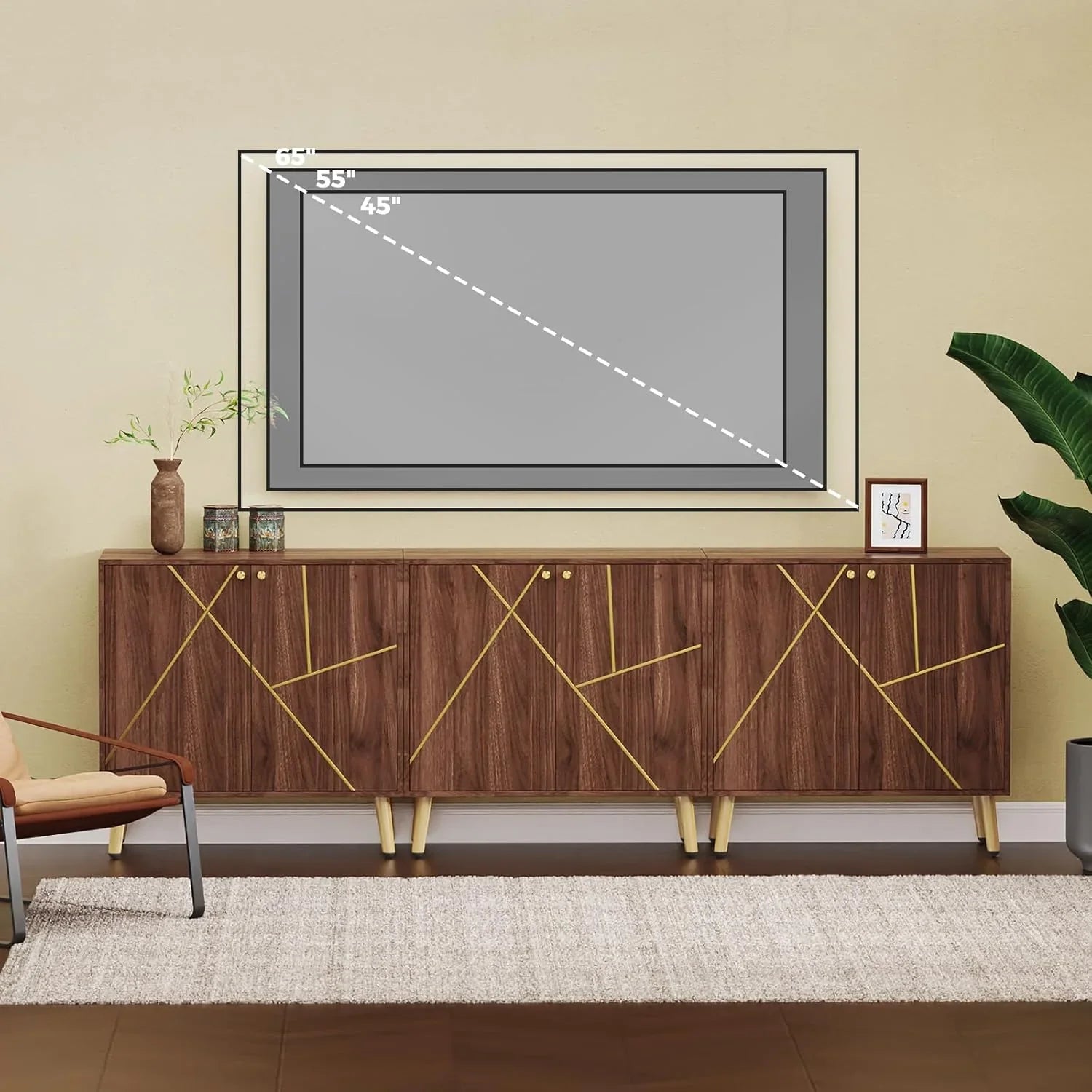 Meuble indépendant en bois noir pour salon, chambre, salle à manger et couloir