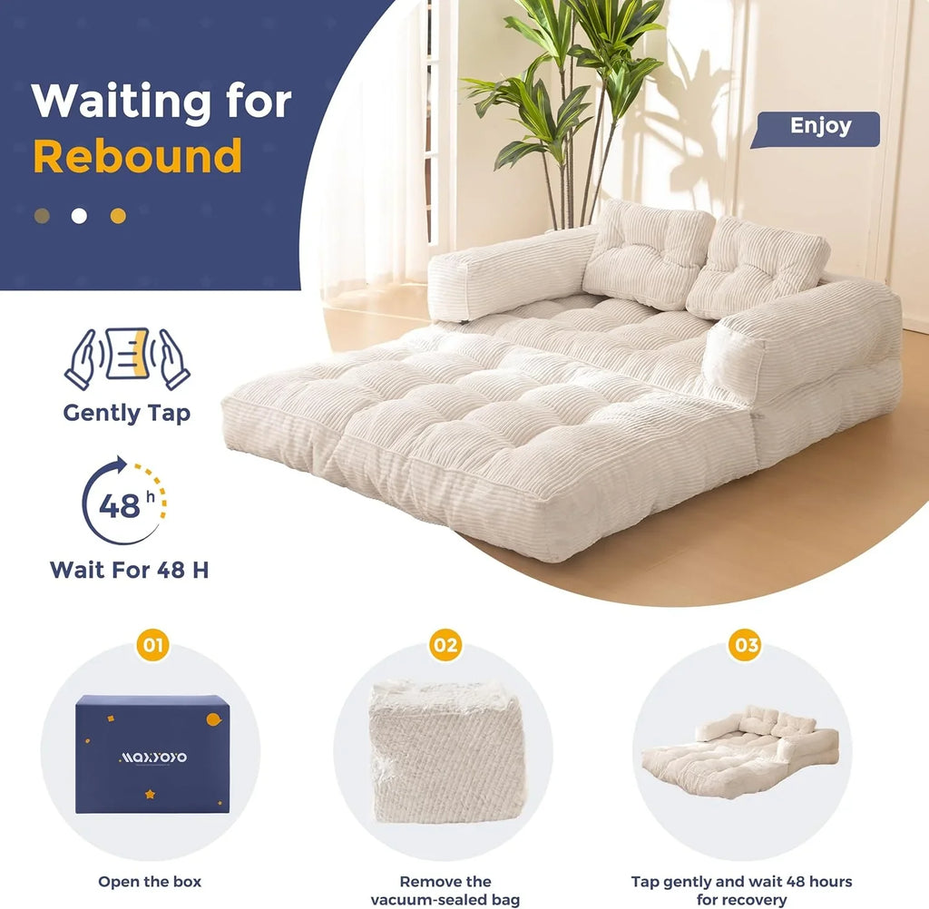 Canapé-lit pliant, canapé-lit convertible en L avec accoudoirs et oreillers