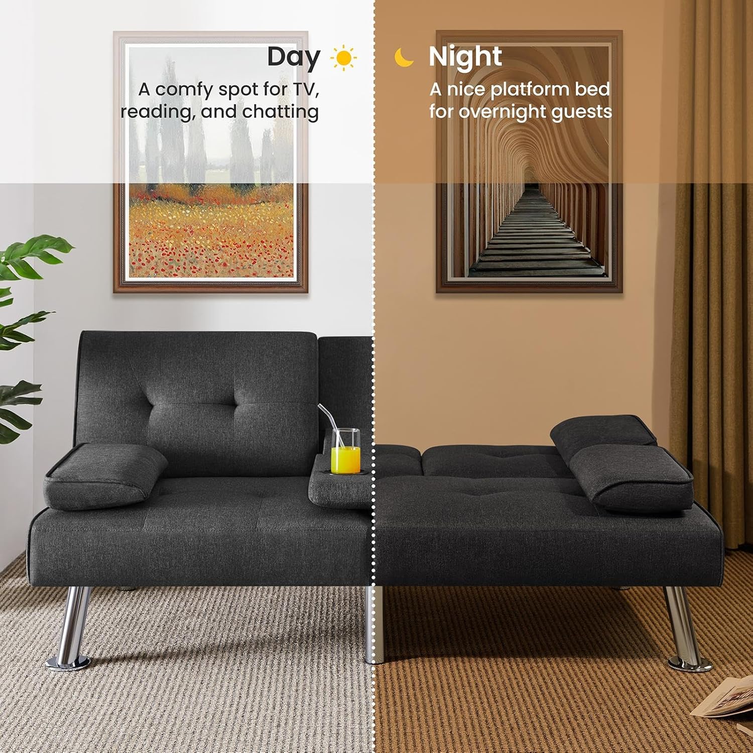 Canapé-lit convertible moderne en similicuir pour la maison, inclinable, double, pliable, pour invités