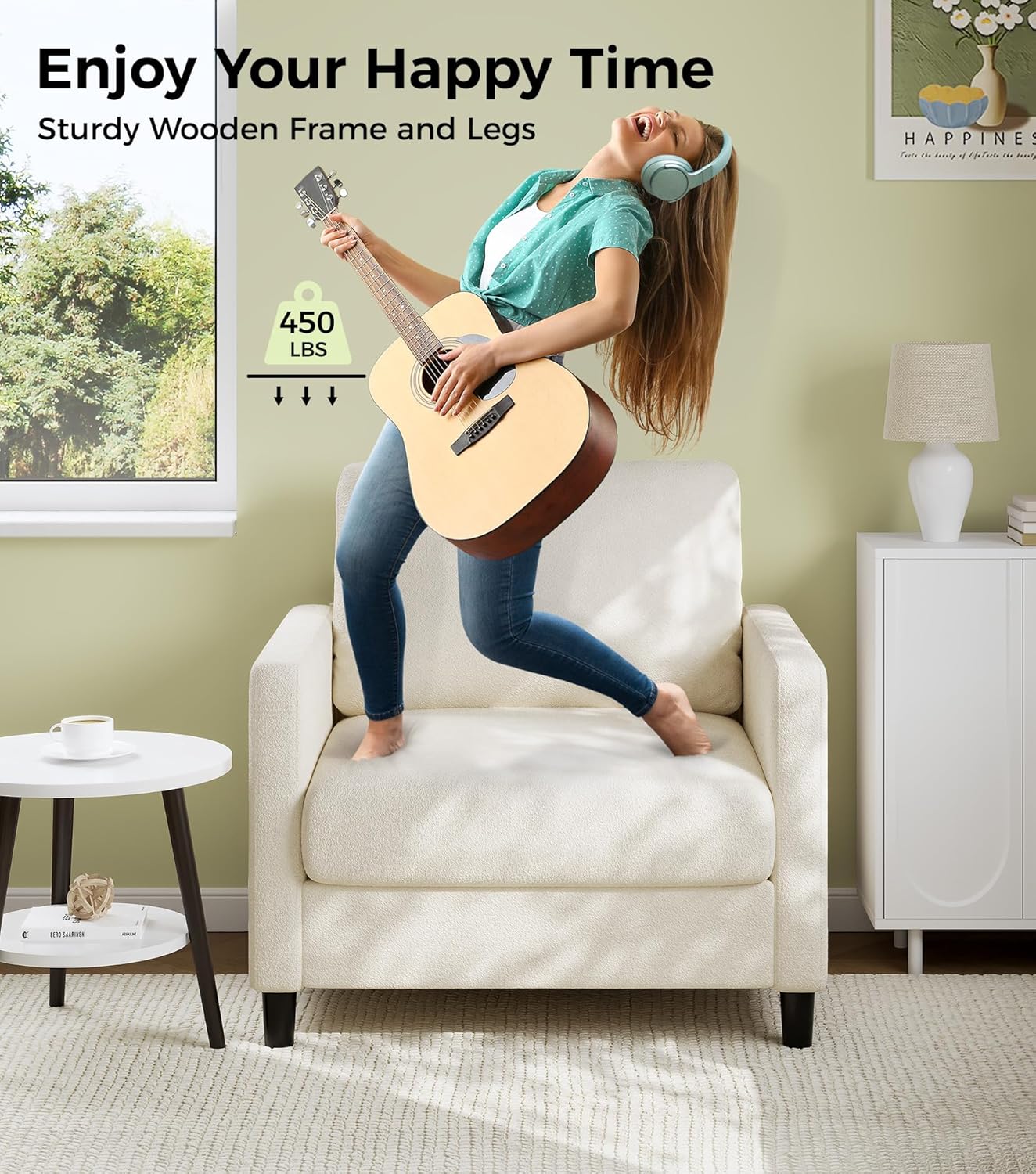 Causeuse de 51 pouces, causeuse confortable en velours côtelé