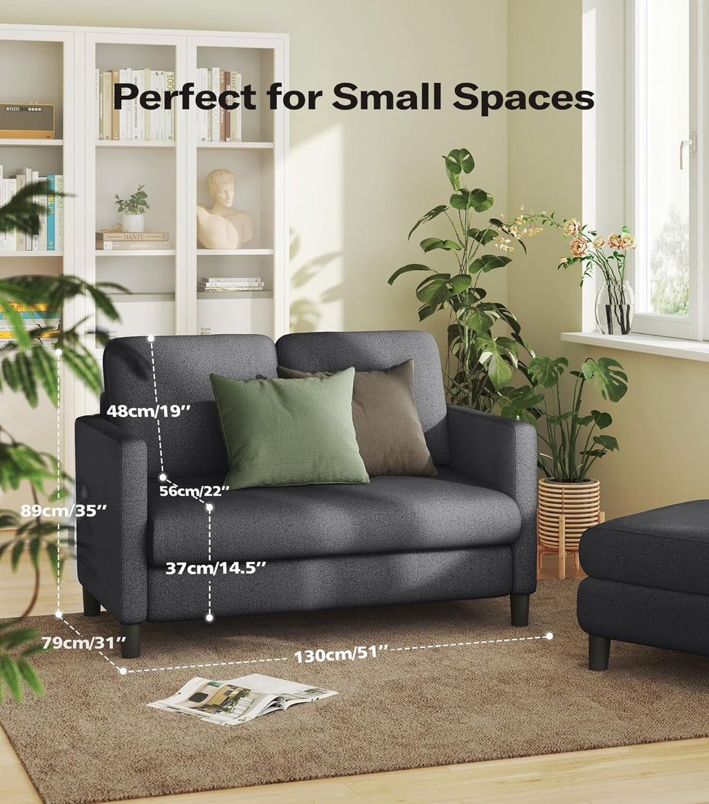 Causeuse de 51 pouces, causeuse confortable en velours côtelé