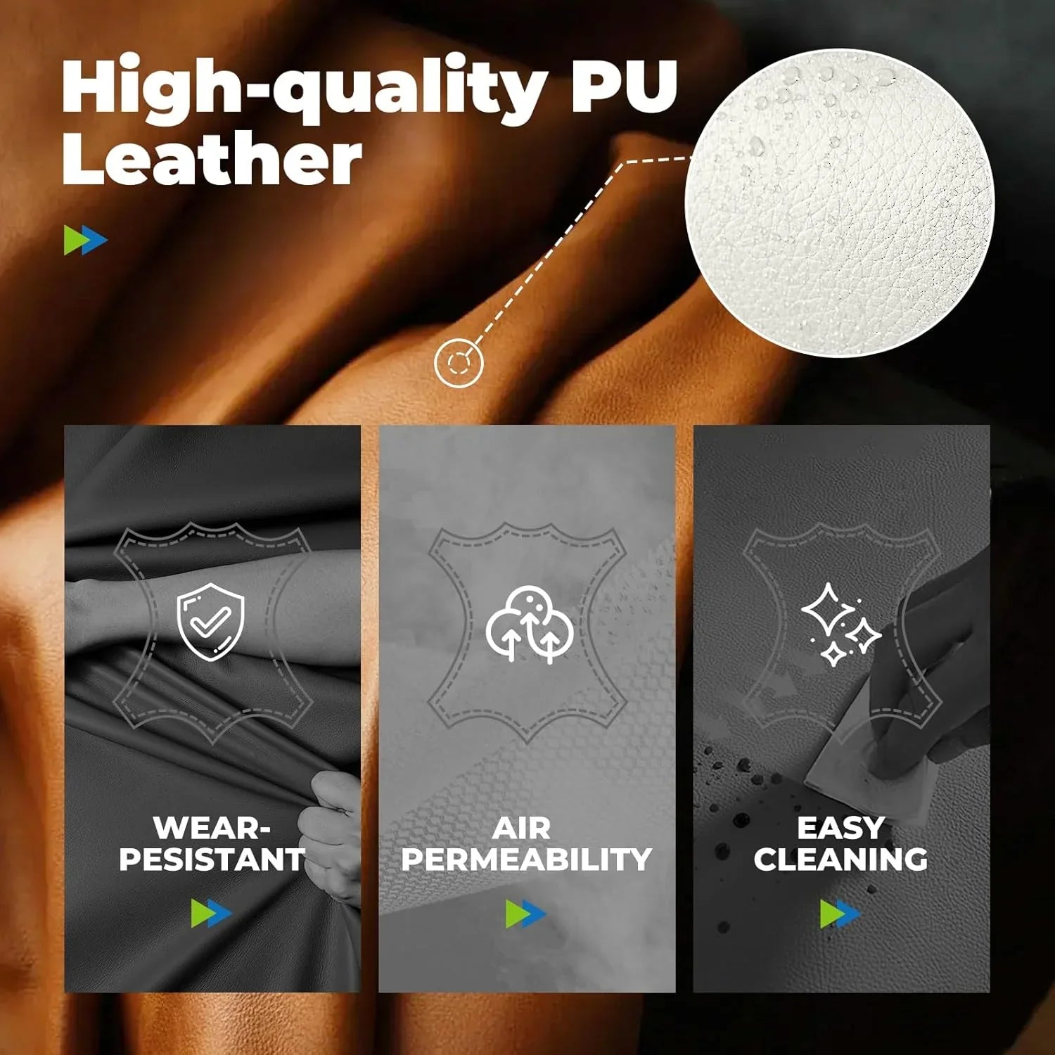 Grande chaise de bureau à dossier haut, chaise de jeu en cuir à dossier haut avec repose-pieds