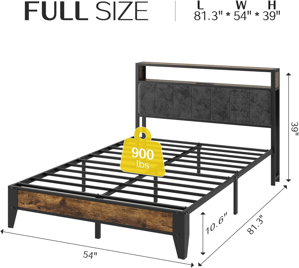 Cadre de lit simple OLEVS avec tête de lit et station de charge de type C