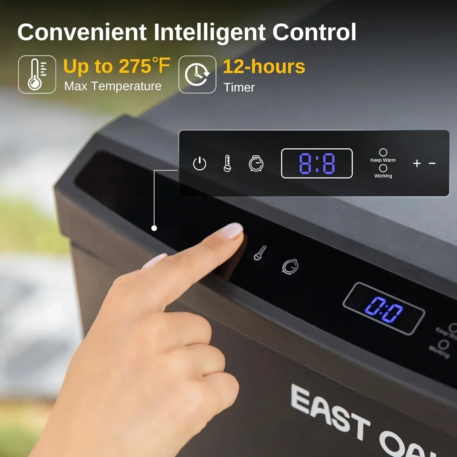 Fumoir électrique d'extérieur EAST OAK 30" | Sonde à viande intégrée, fumage jusqu'à 6 fois plus longtemps en une seule charge, chargement latéral pour un fumage ininterrompu