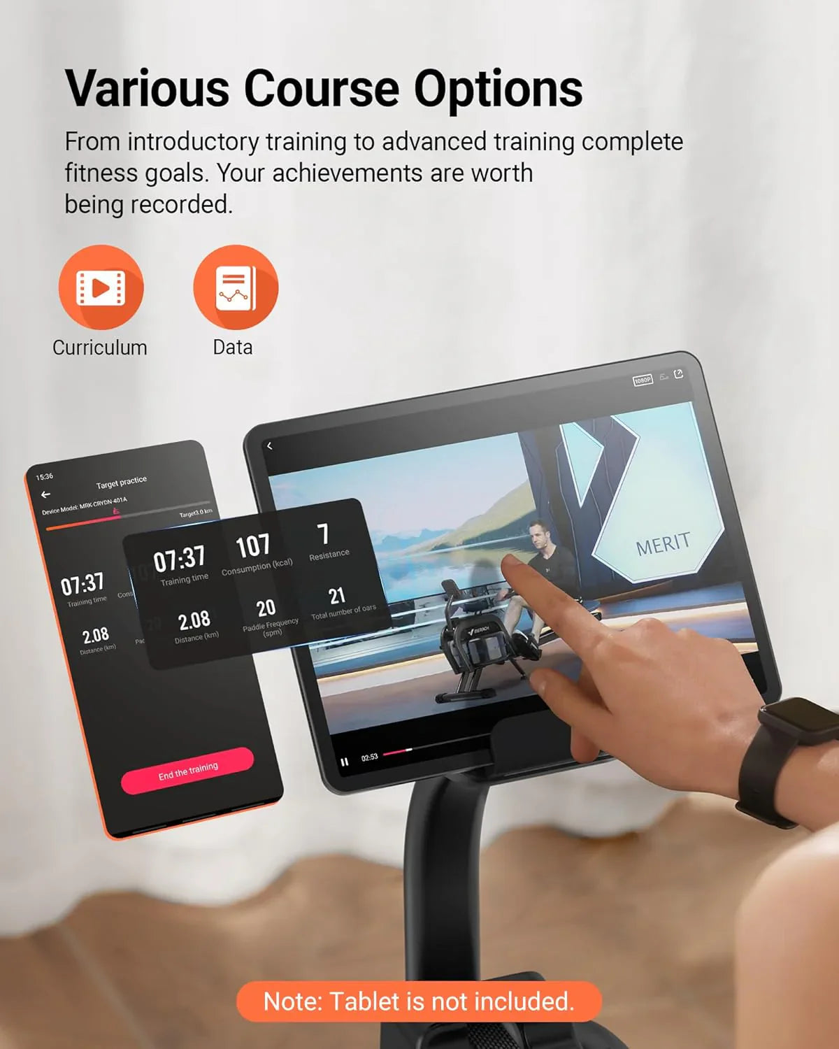 Rameur domestique Merachi à résistance silencieuse et double glissière