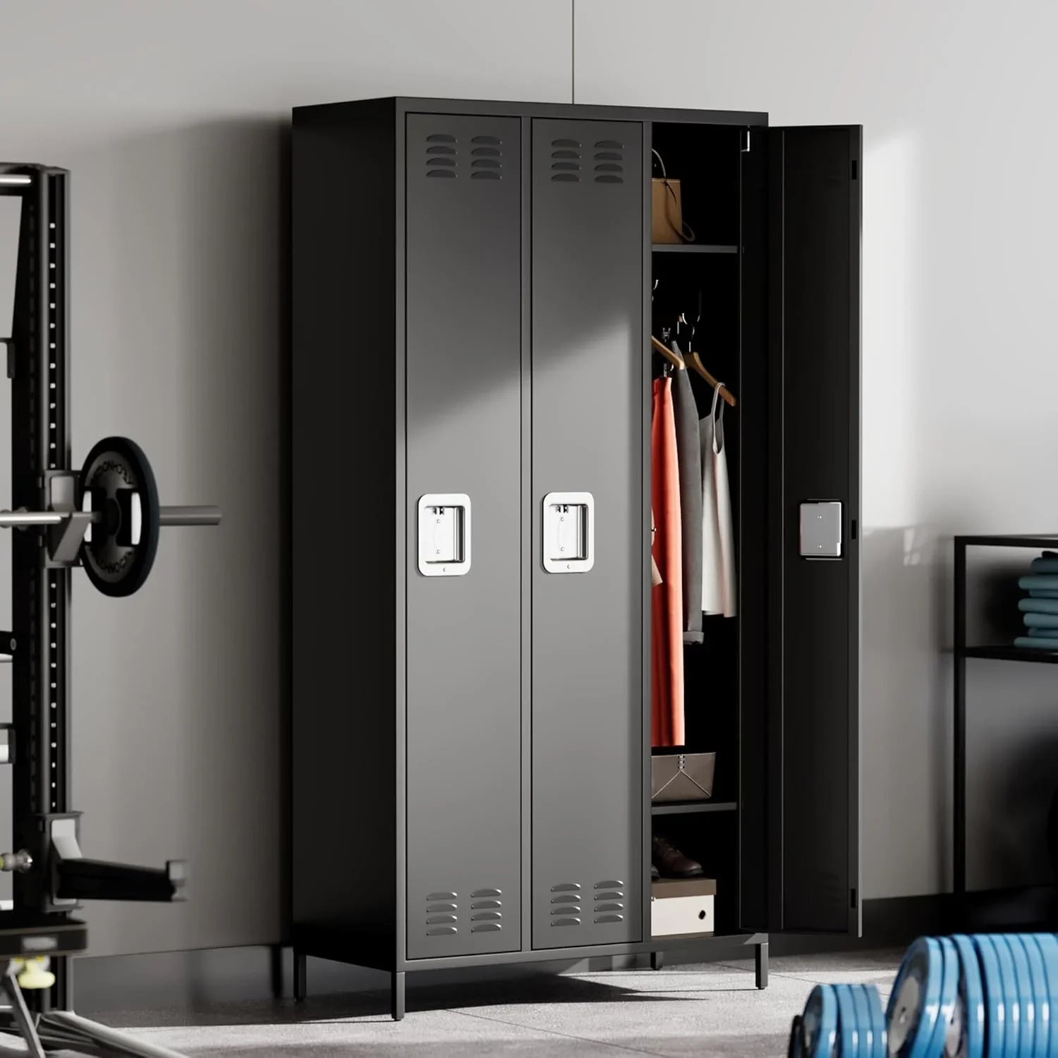 Casier GAOMON pour employés, armoire à casiers 6 portes avec crochets, casier de rangement