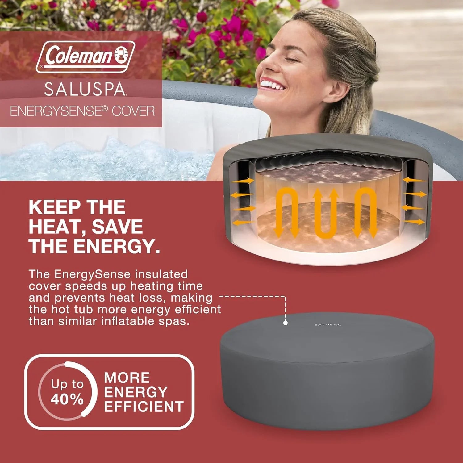 Spa gonflable d'extérieur Bestway Palm Springs EnergySense Smart AirJet Plus pour 4 à 6 personnes avec 140 AirJets et couverture isolante